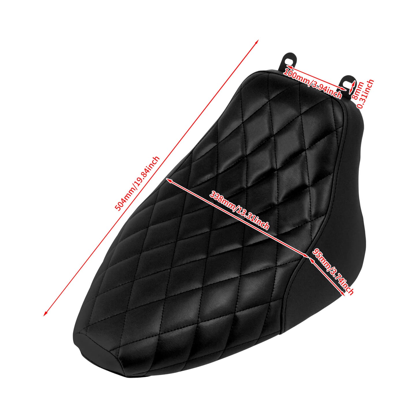 Solo Seat Cushion Black Single Line Diamond Fit For Harley Heritage Softail Deluxe 2006-2017 | HCmotorku