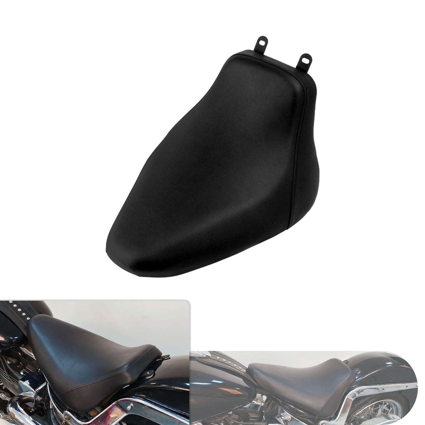 Solo Seat Cushion Black Pure Leather Fit For Harley Heritage Softail Deluxe 2006-2017 | HCmotorku