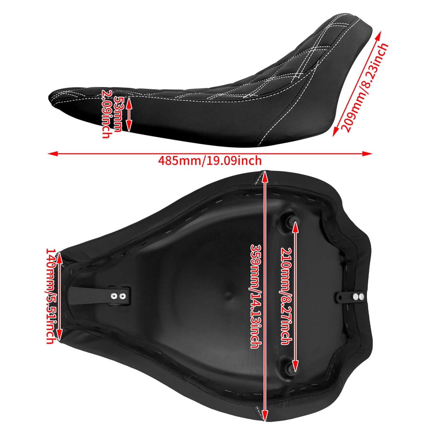 Driver Seat Front Black Solo White Line For Harley Softail Rocker 2008-2017 | HCmotorku