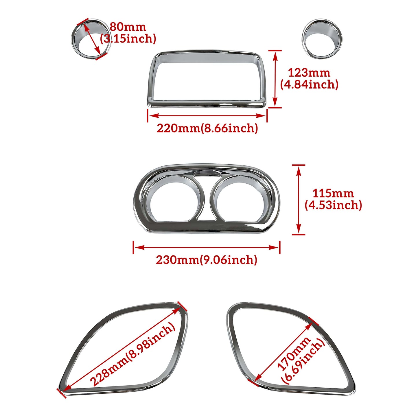 Inner Fairing Speedometer Radio Speaker Trim Chrome For Harley Road Glide | HCmotorku