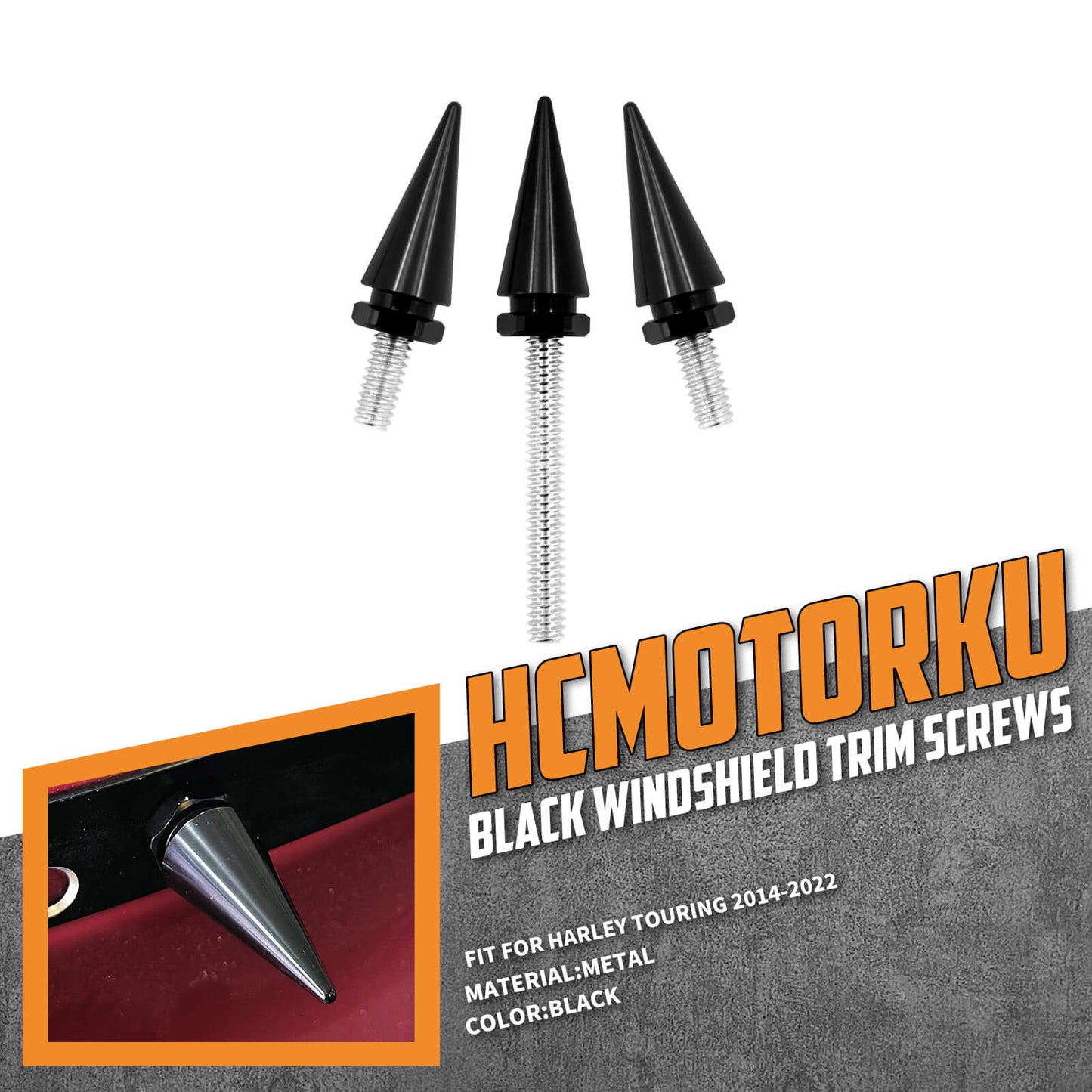 Impaler Spike Wind Screen Windshield Bolt Black For Electra Street Glide 2014-2023 | HCmotorku