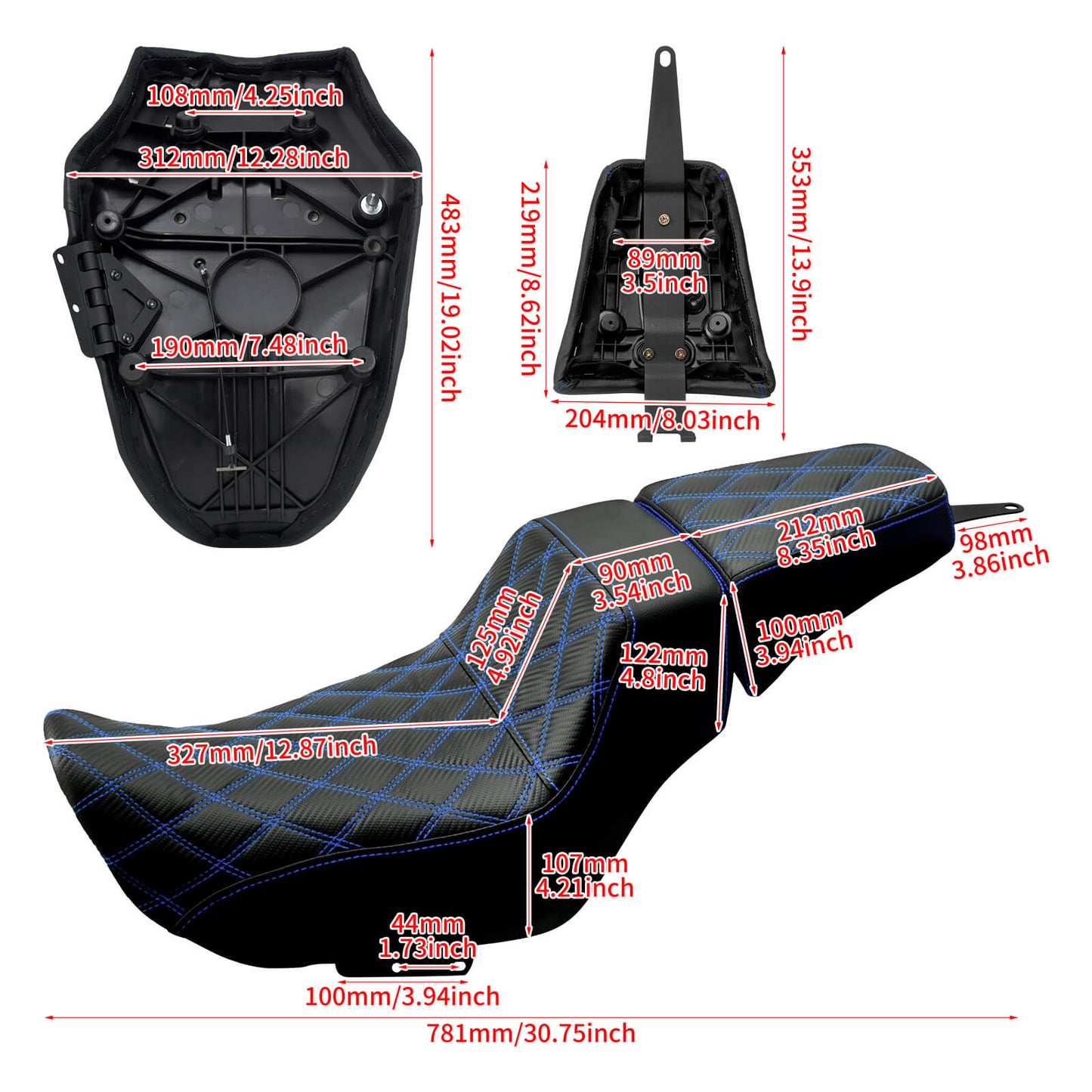 Driver Passenger Leather One-Piece Seat Blue For Harley Nightster RH975 RH975S 2022-UP | HCmotorku