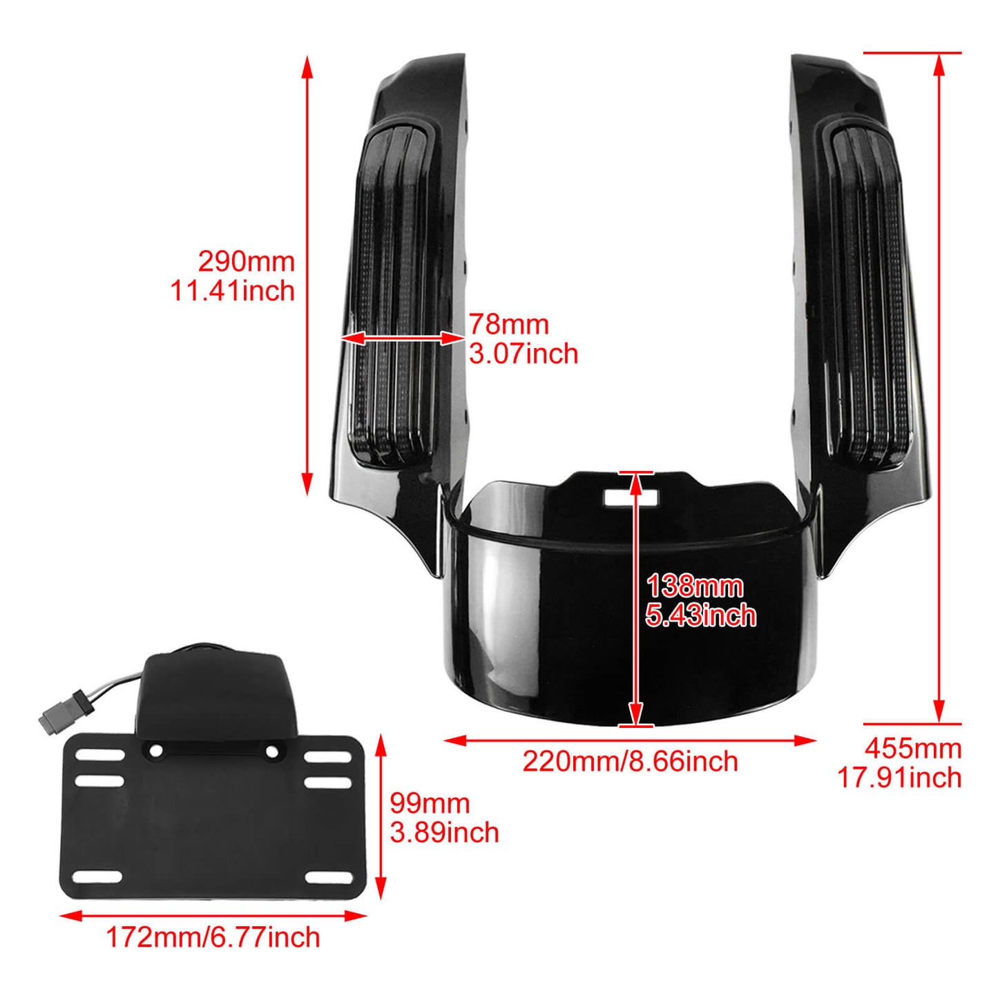 LED Rear Fender Extension Fascia Set Turn Signal/Running/Brake for Harley 2009-2013 | HCmotorku