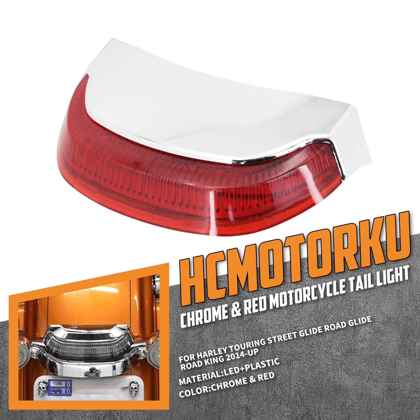 Crown Lens Rear LED Brake Running Tail Light Fit For Harley Touring FLHX 2014-UP | HCmotorku
