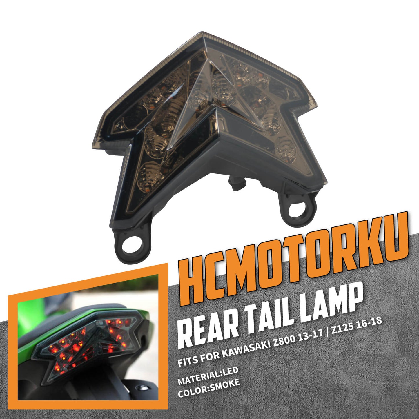 Rear Brake LED Tail Light Fit For KAWASAKI Z125 16-22 NINJA ZX-6R 2013-2018 Z800 | HCmotorku