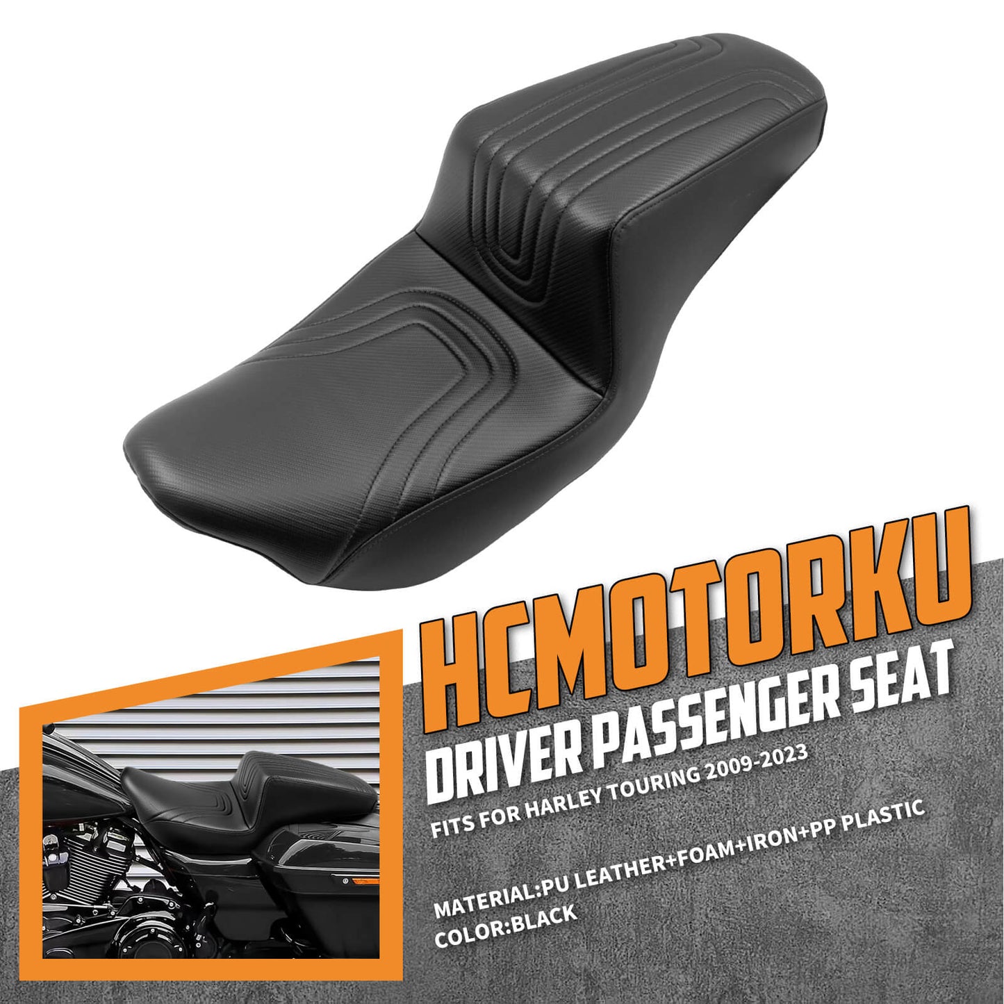 Driver & Passenger Seat Black For Harley Touring 2009-2023 | HCmotorku