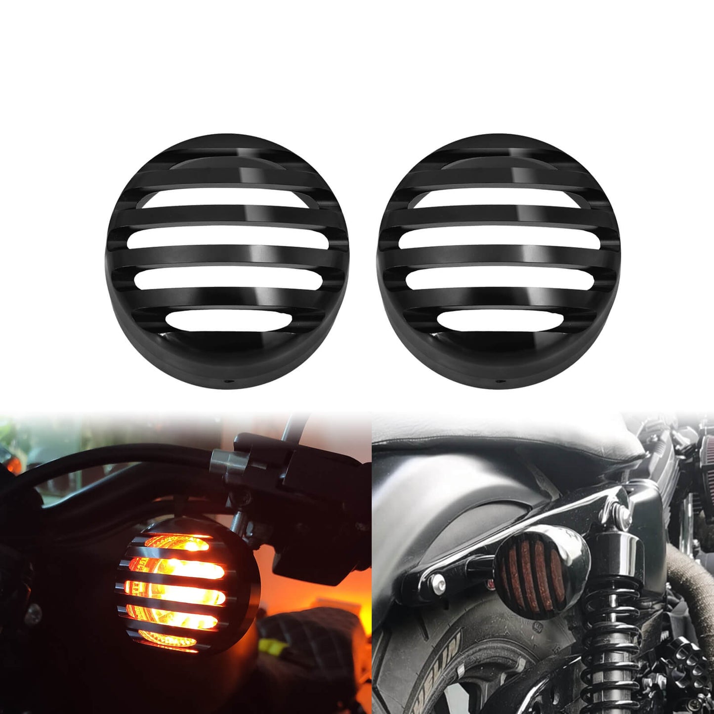2x Motorcycle Front Turn Signal Indicator Light Grill Bezel Cover Fit For Harley | HCmotorku