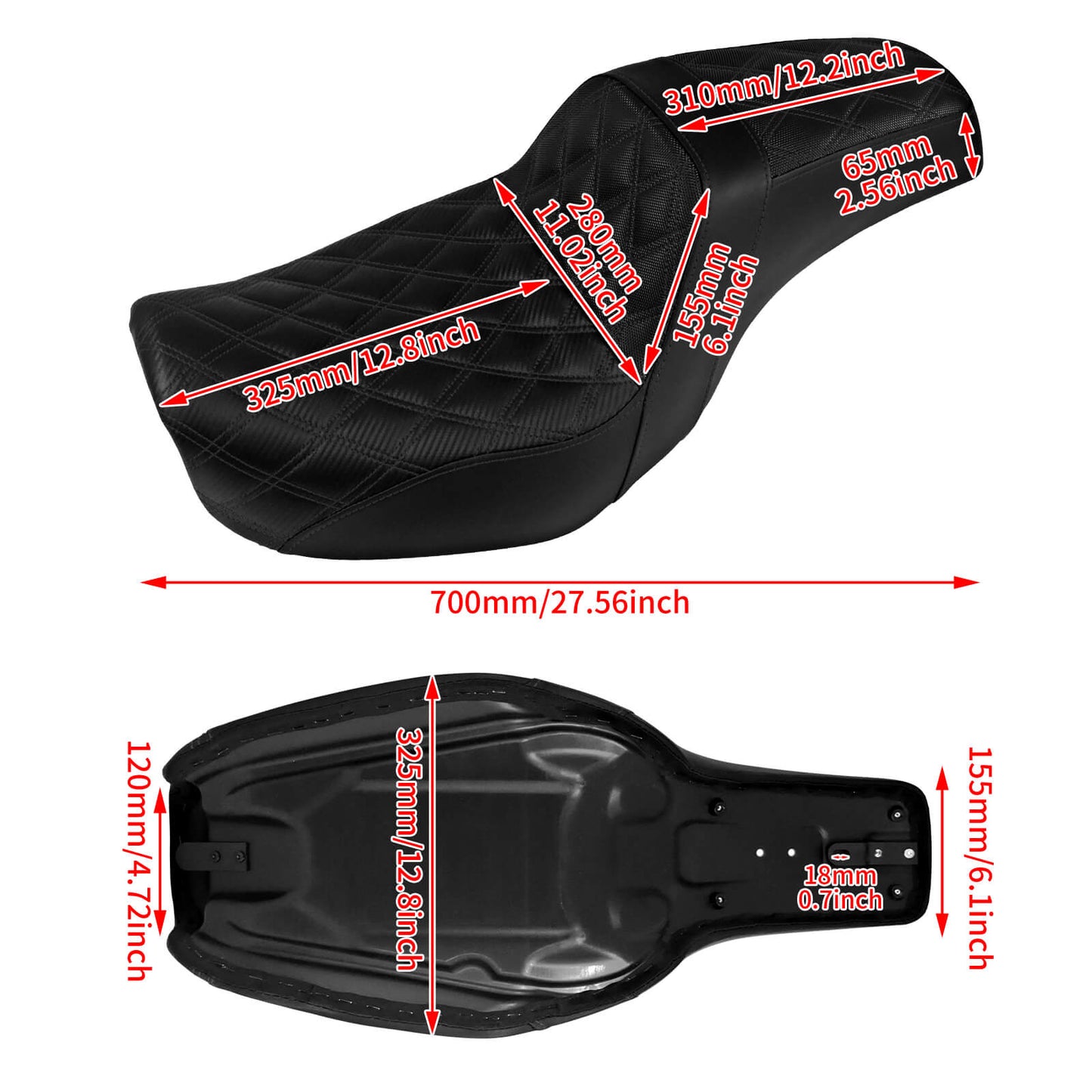 Two-Up Seat Rider Passenger Black Line Fit For Harley Dyna 2006-2017 | HCmotorku