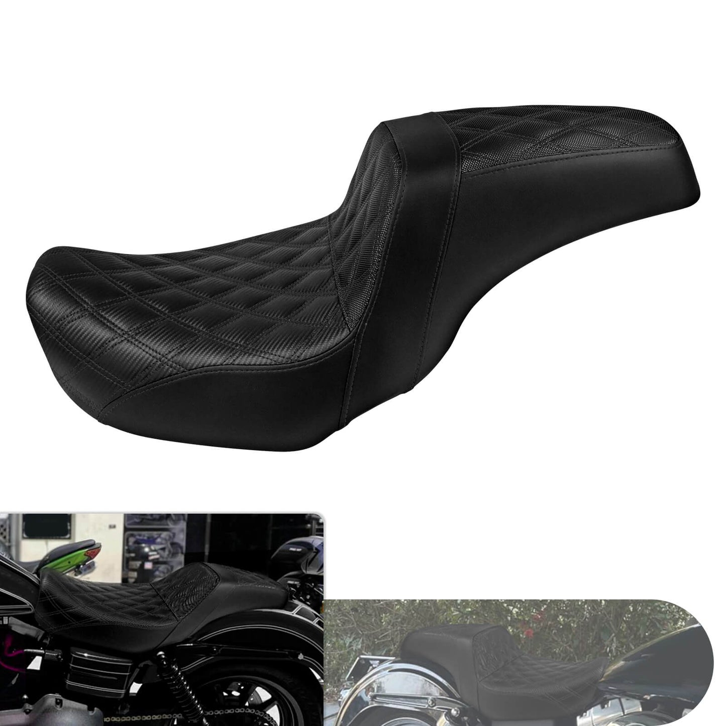 Two-Up Seat Rider Passenger Black Line Fit For Harley Dyna 2006-2017 | HCmotorku