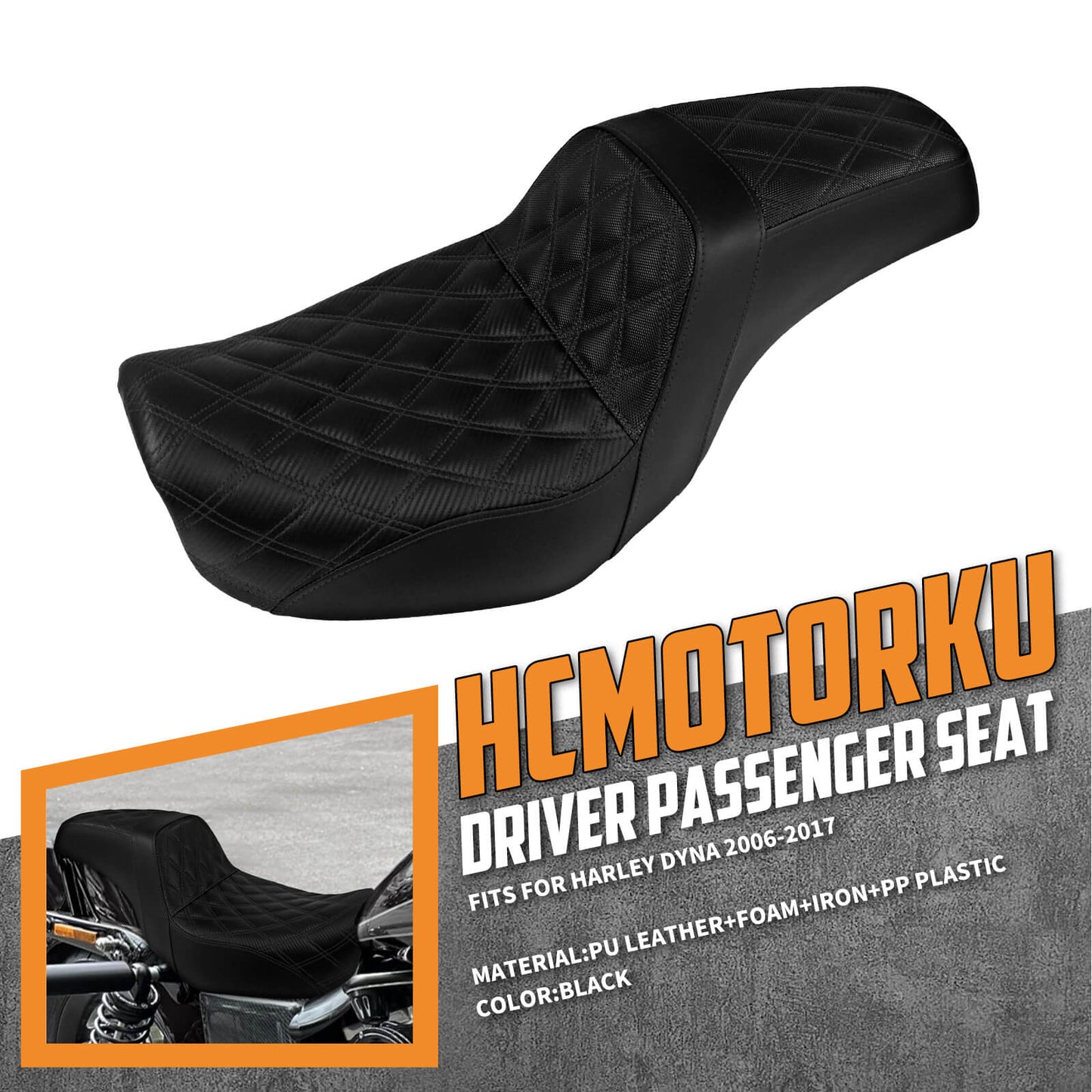 Two-Up Seat Rider Passenger Black Line Fit For Harley Dyna 2006-2017 | HCmotorku