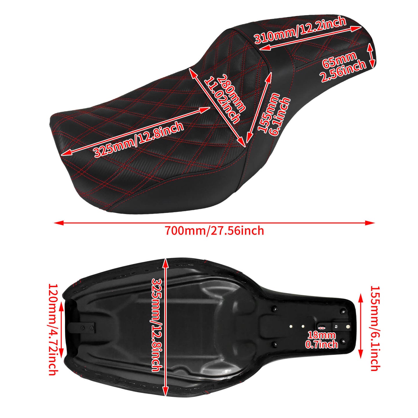 Two-Up Seat Rider Passenger Red Line Fit For Harley Dyna 2006-2017 | HCmotorku