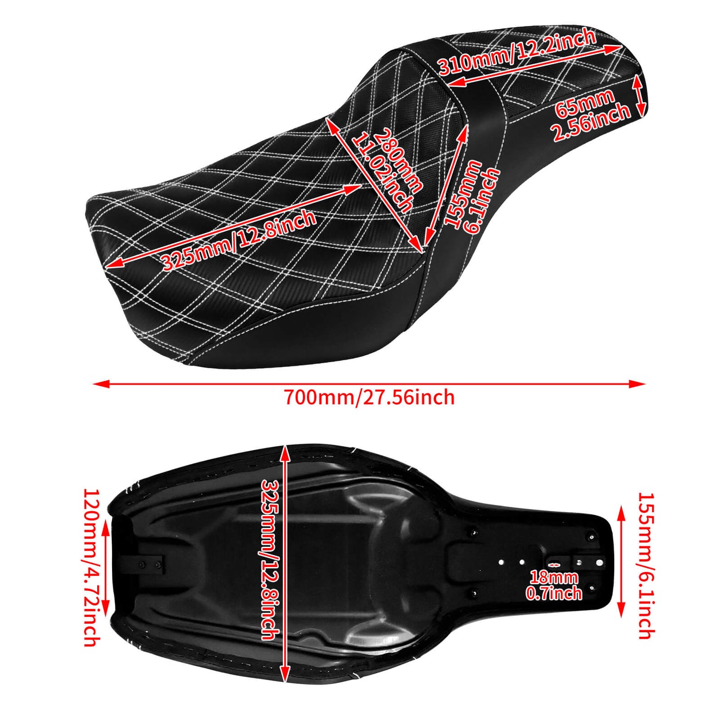 Two-Up Seat Rider Passenger White Line Fit For Harley Dyna 2006-2017 | HCmotorku