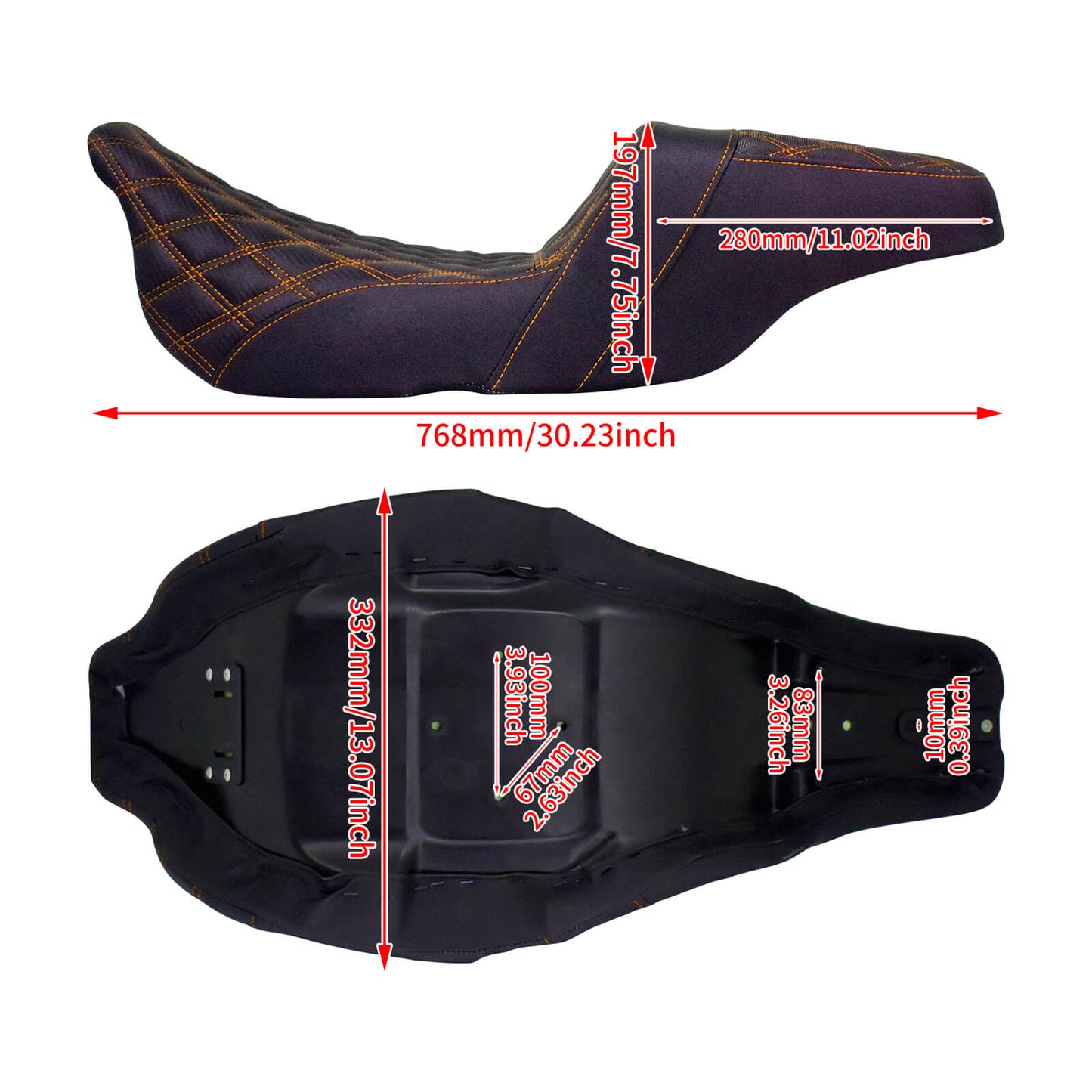 Driver Passenger Two Up Seat Gel Seats Orange For Harley Touring 2009-2023 | HCmotorku