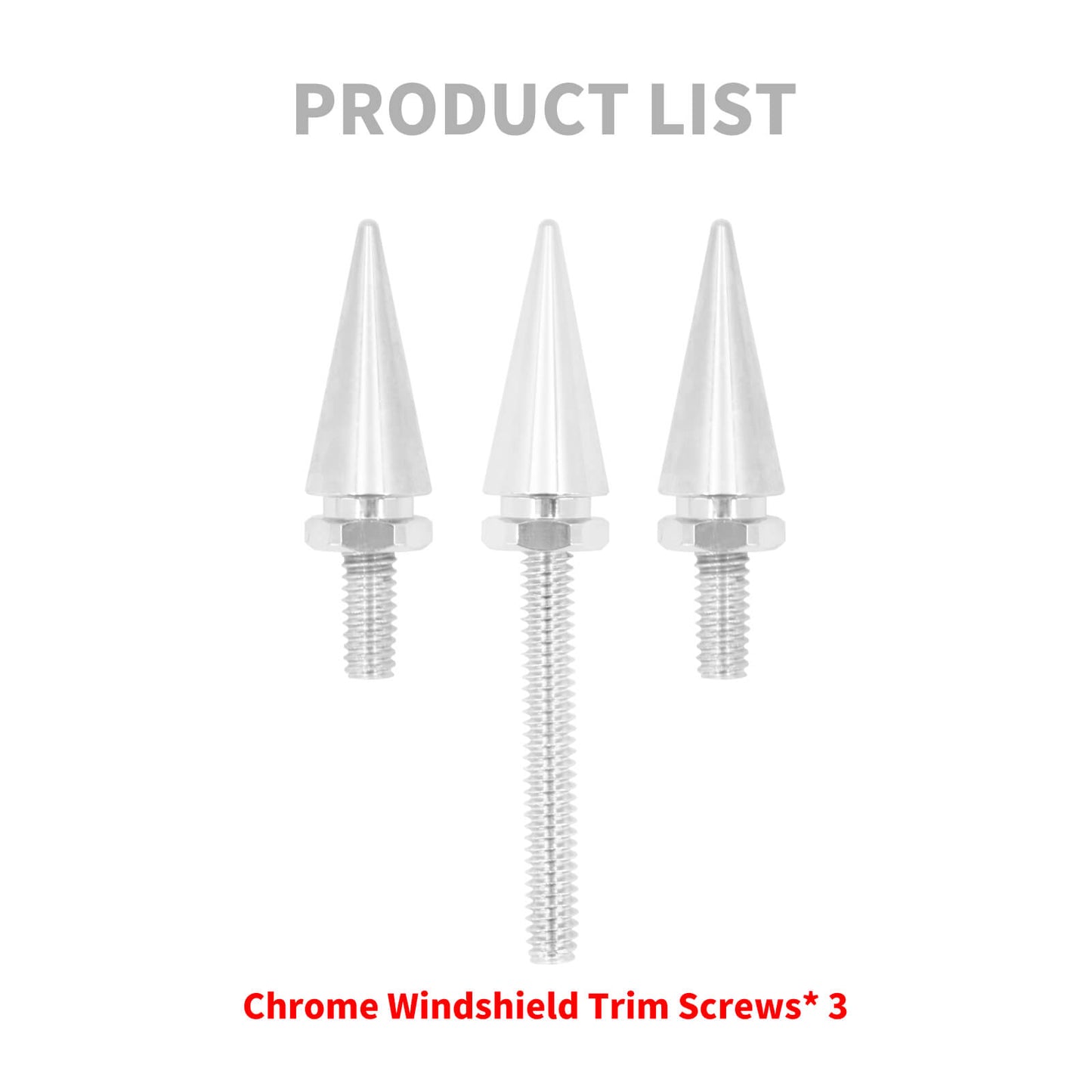 3x Impaler Spike Wind Screen Windshield Bolt Chrome For Electra Street Glid 2014-2023 | HCmotorku