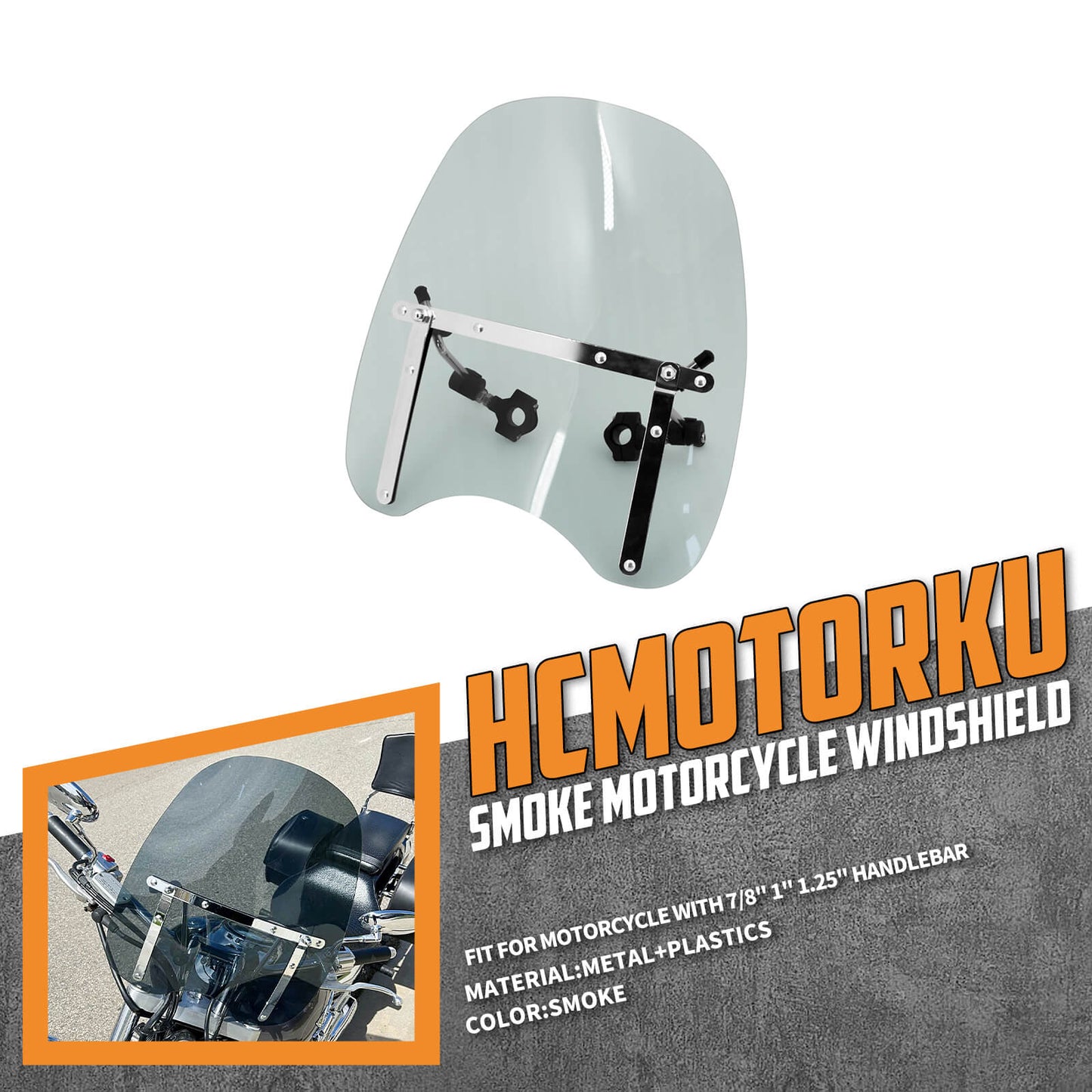 Windshield Windscreen Smoke + Handlebar Clamp For Harley Honda | HCmotorku