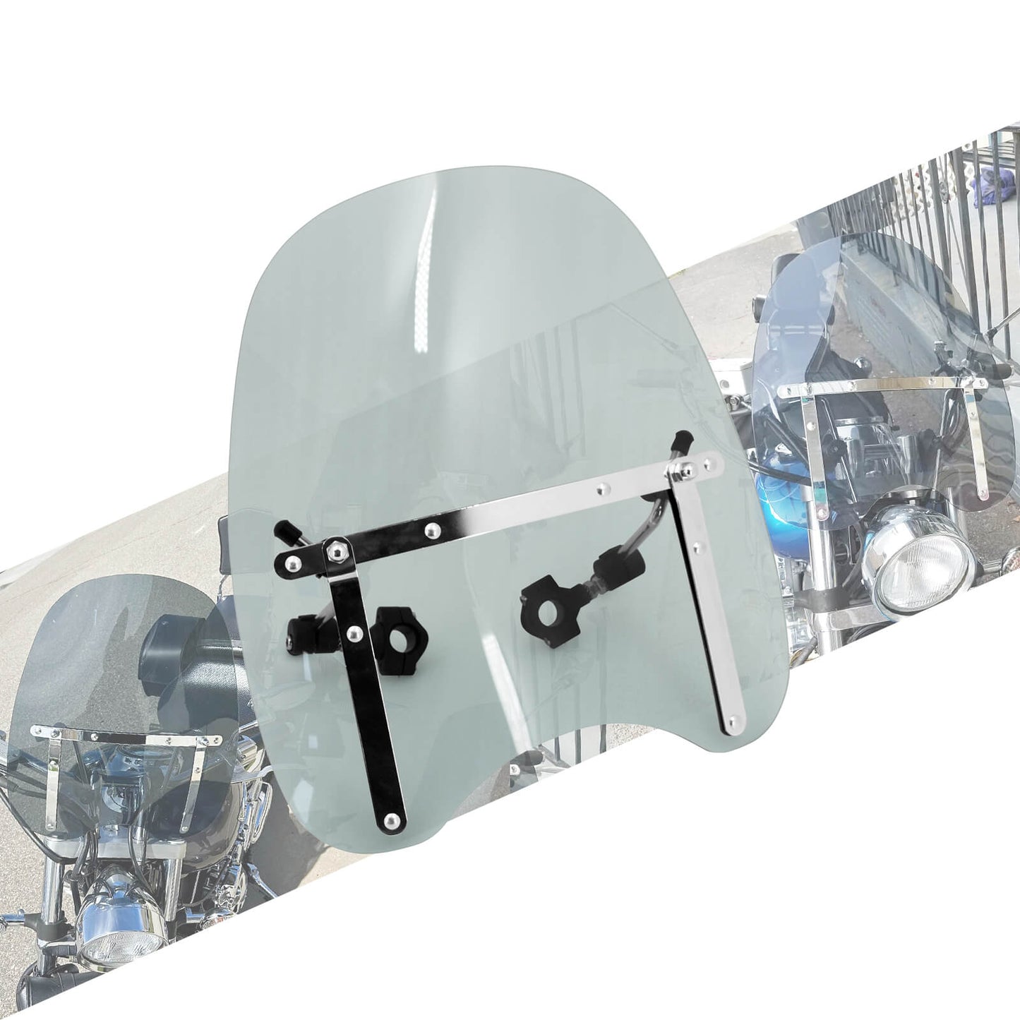 Windshield Windscreen Smoke + Handlebar Clamp For Harley Honda | HCmotorku