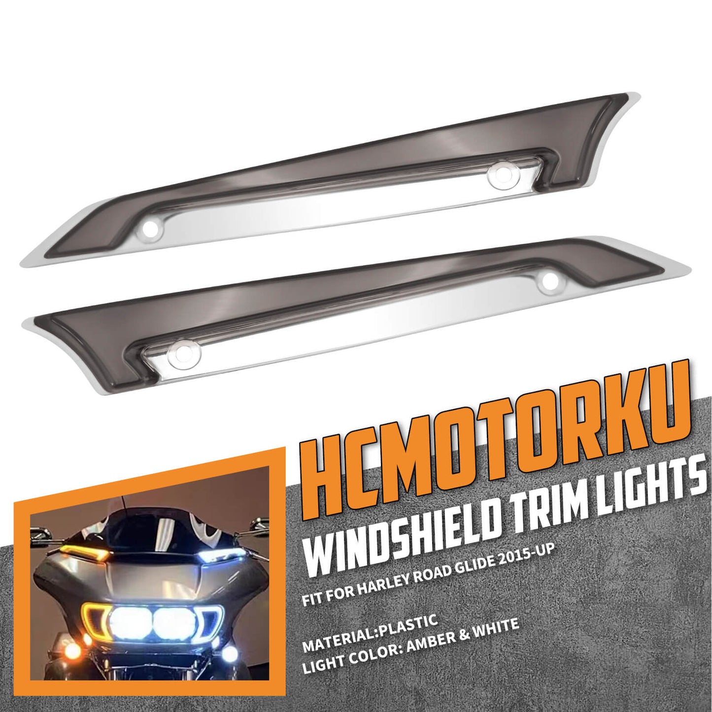 Fairing Windscreen Trim W/ Smoke LED Lights Chrome For Harley FLTRX FLTR 2015-2023 | HCmotorku
