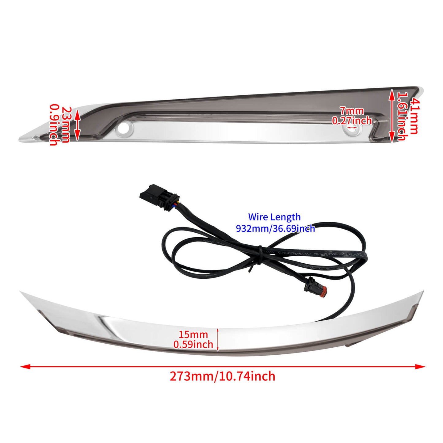 Fairing Windscreen Trim W/ Smoke LED Lights Chrome For Harley FLTRX FLTR 2015-2023 | HCmotorku