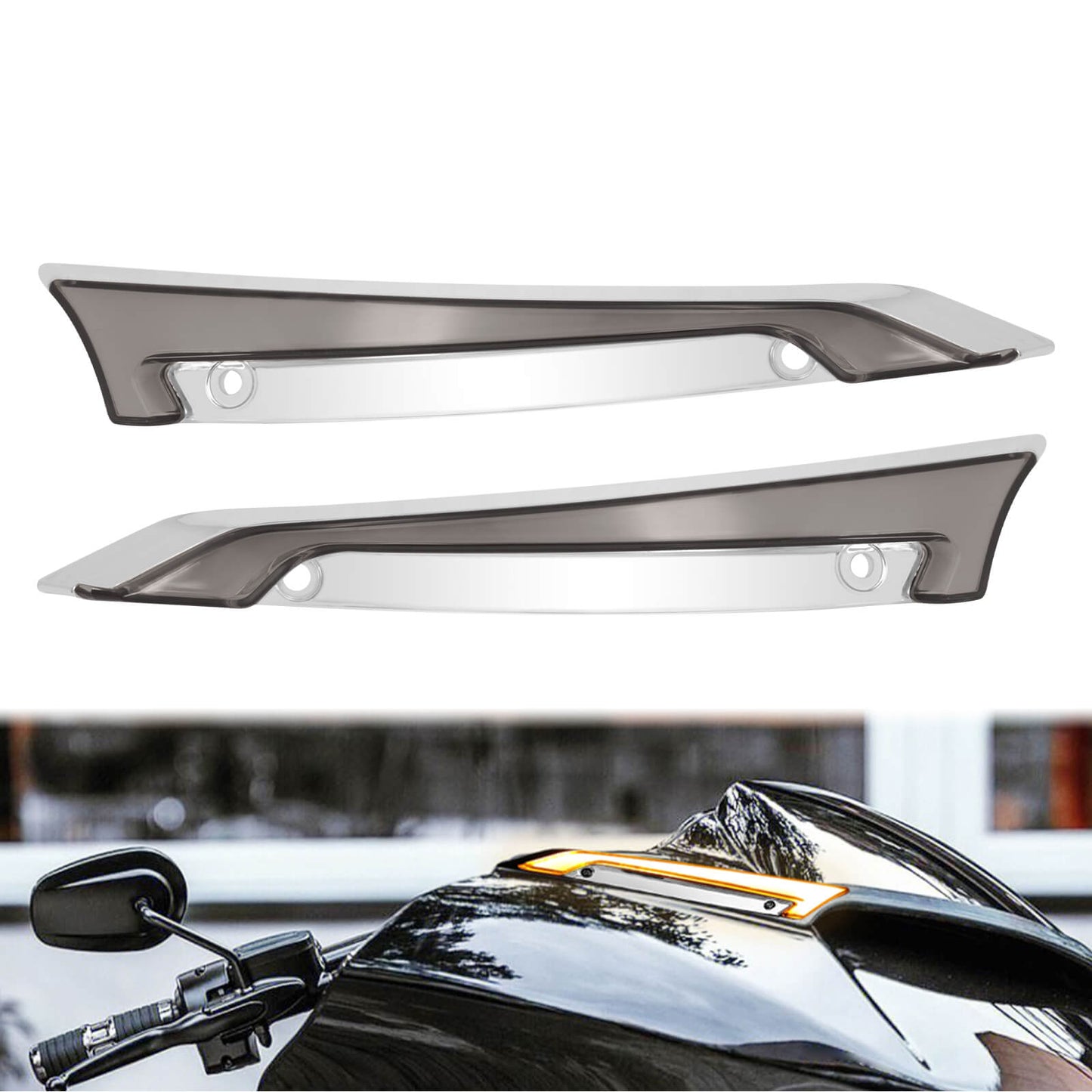 Fairing Windscreen Trim W/ Smoke LED Lights Chrome For Harley FLTRX FLTR 2015-2023 | HCmotorku