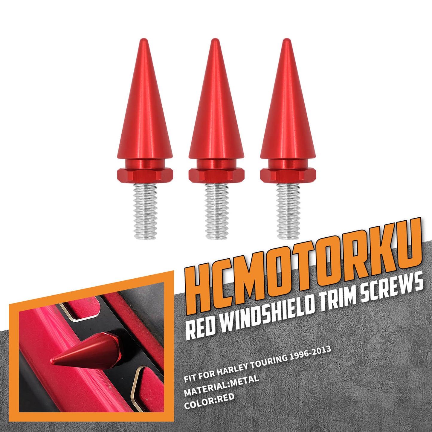 Motorcycle Windshield Spike Windscreen Screws Red For Harley Touring 1996-2013 | HCmotorku