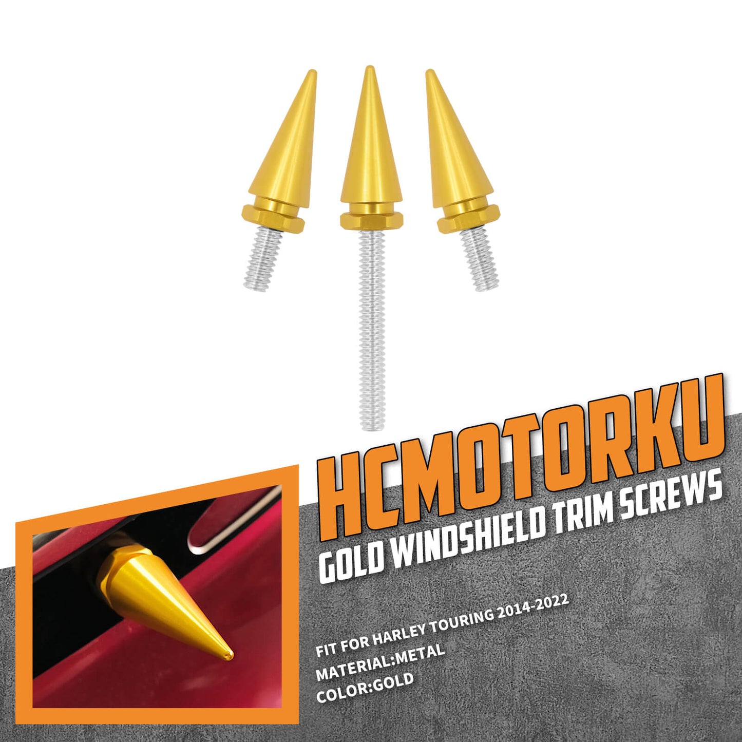 Gold Fairing Windshield Windscreen Trim Bolt Screws Fit For Touring Glide 2014-2023 | HCmotorku