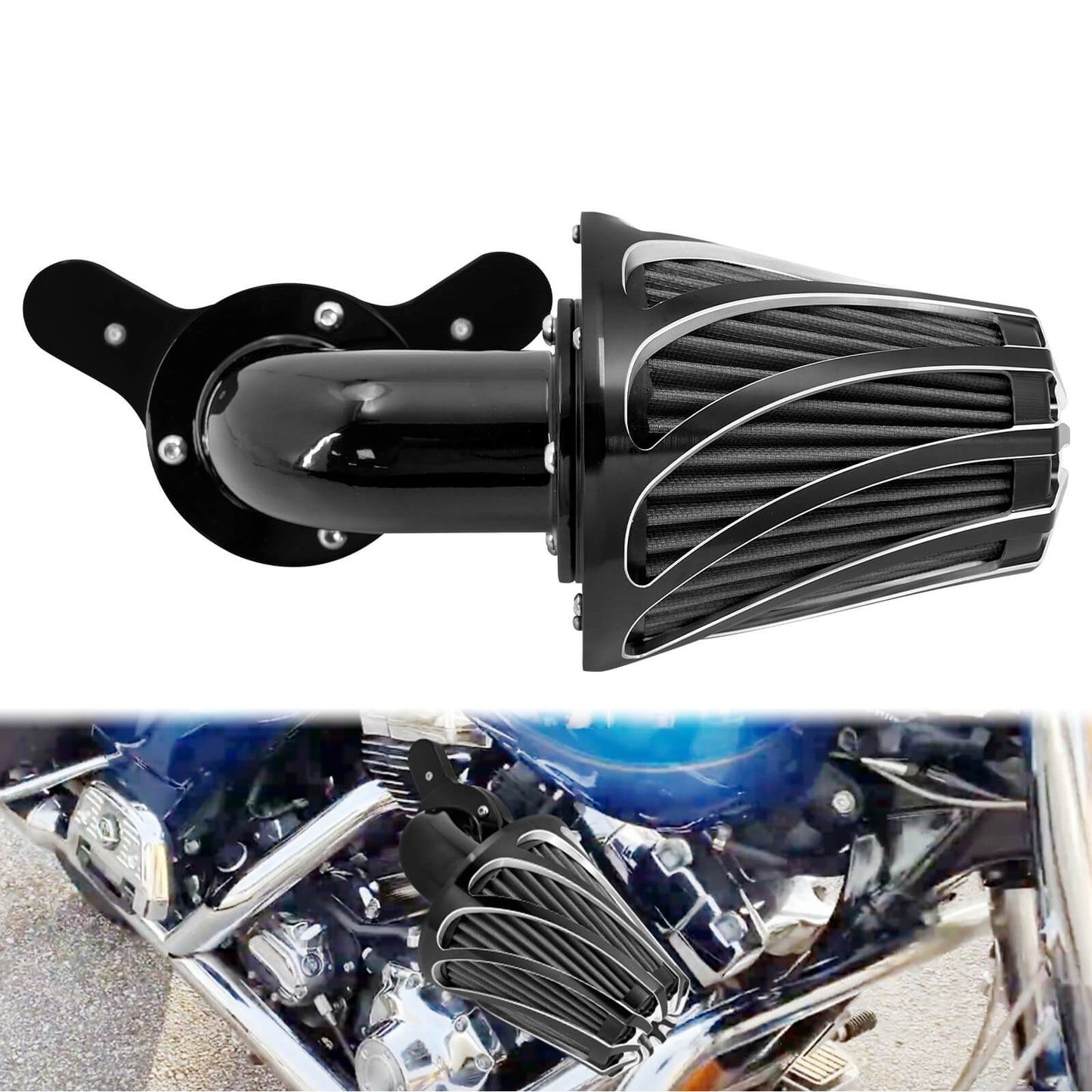 CNC Air Grey Intake Filter Air Cleaner Fit For Harley Softail 2017 Touring 2008-2016 | HCmotorku