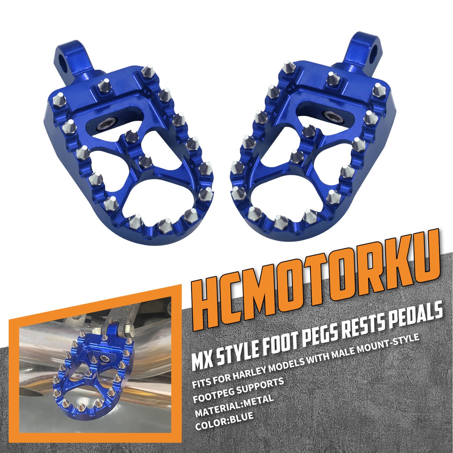 CNC Foot Pegs Floorboards MX Fat Pedals Fit Harley Softail Road King | HCmotorku