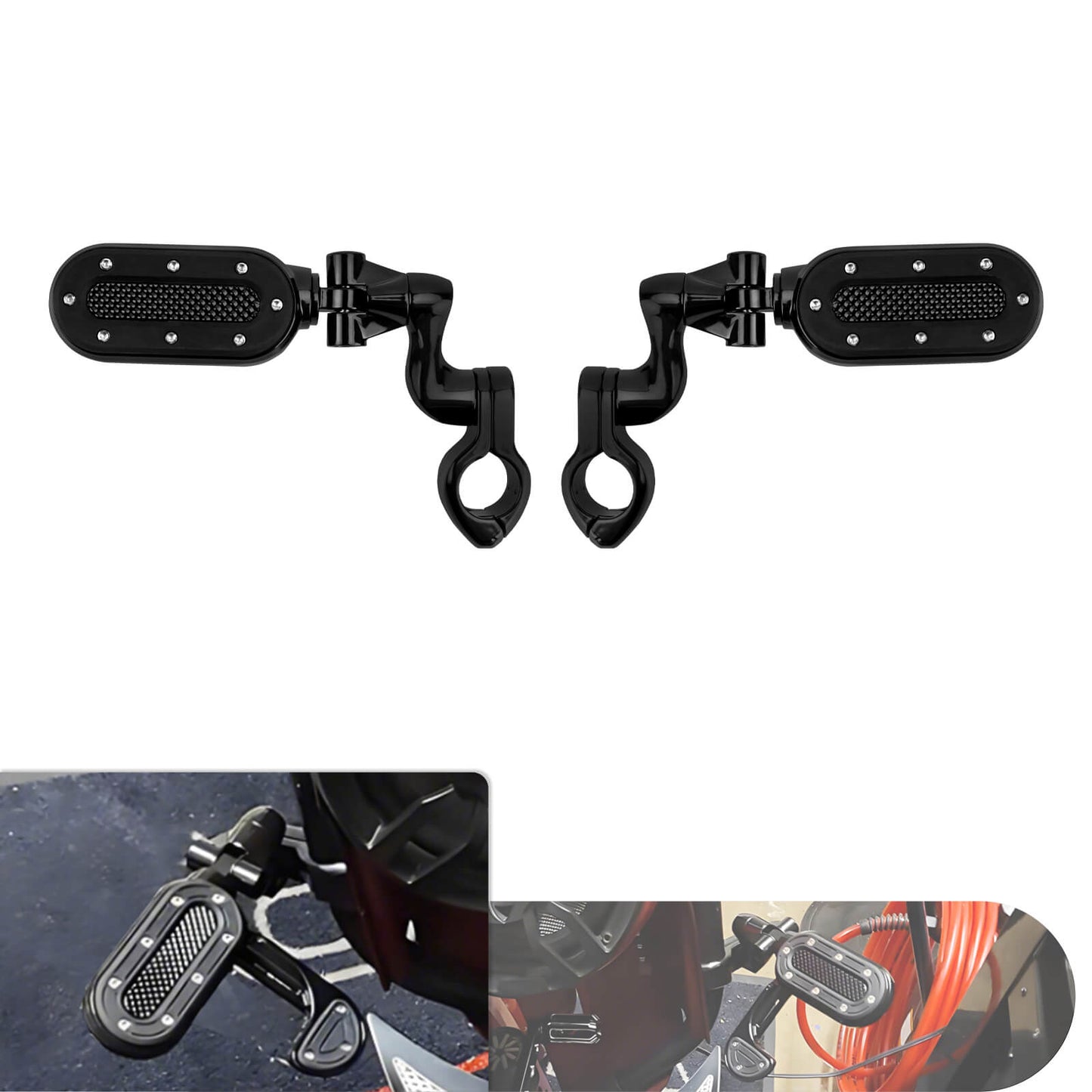 Highway Pegs with Flip-out Heel Rests for 1.25" Engine Guard For Harley | HCmotorku
