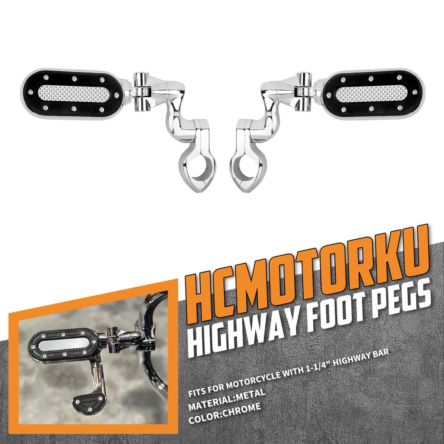 Highway Pegs with Flip-out Heel Rests for 1.25" Engine Guard For Harley | HCmotorku