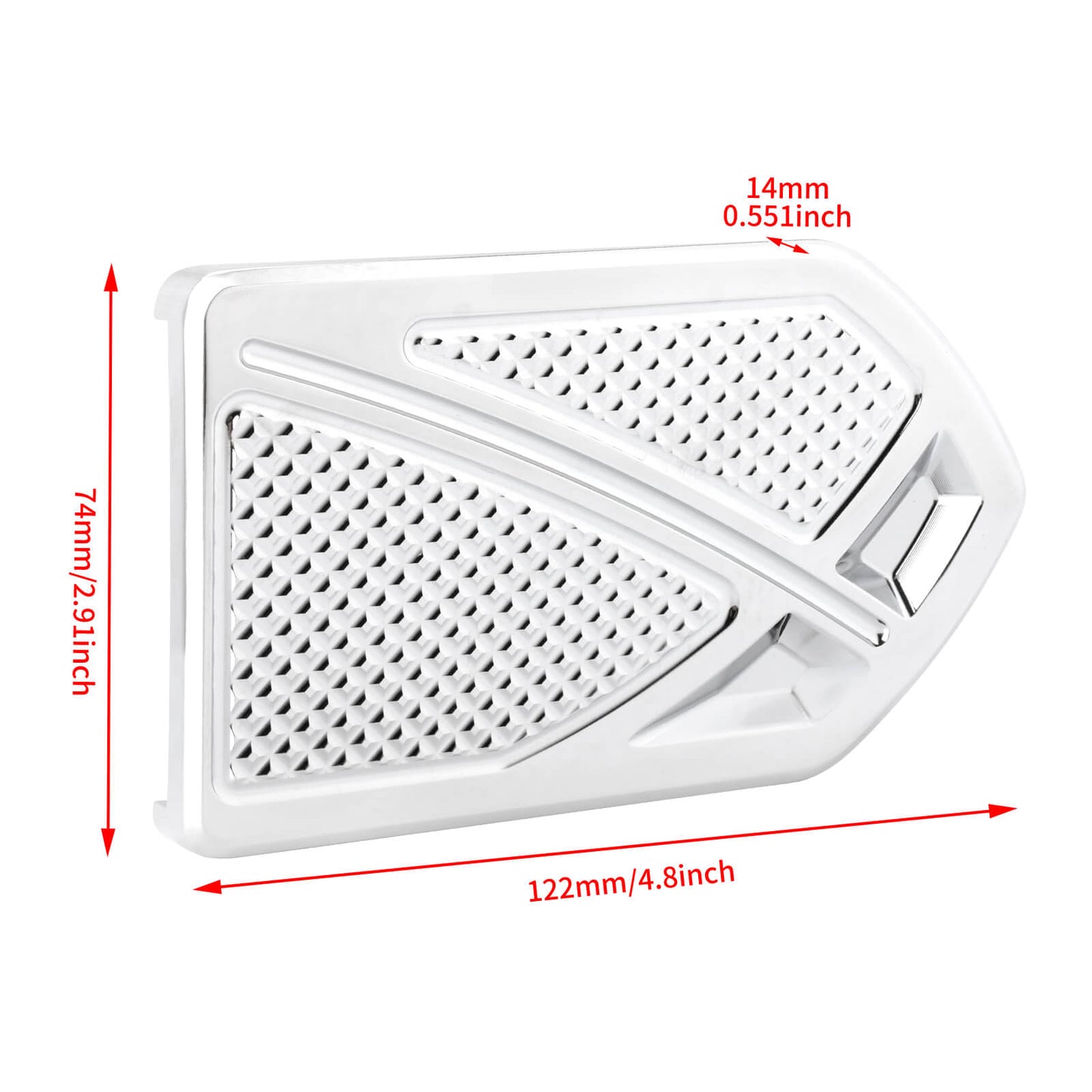 PE017102 HCmotorku Chrome Phantom Brake Pedal Pad for Harley Softail ‘86-’17 Touring ‘80-Later Dyna Switchback ‘12-’16 Size