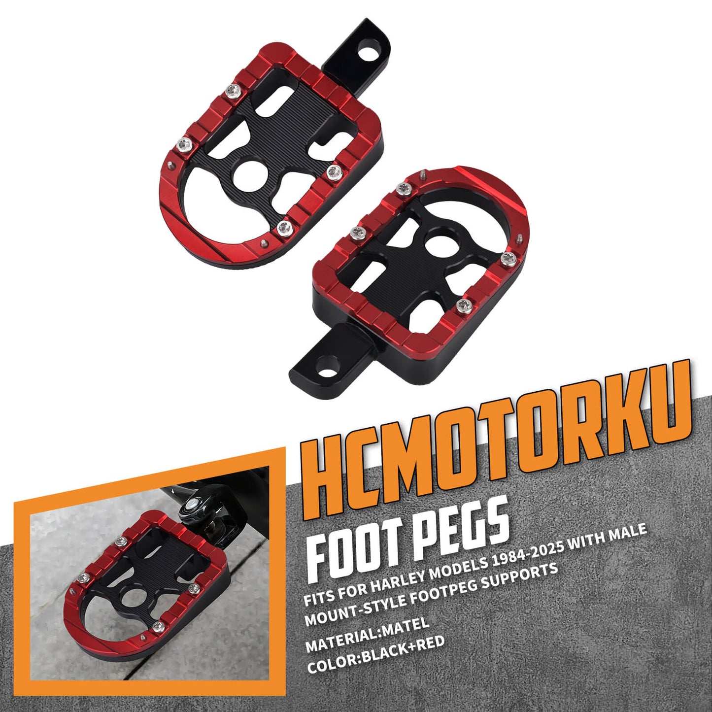 Footboards Footpegs Red For Harley Touring Street Glide Road Glide | HCmotorku