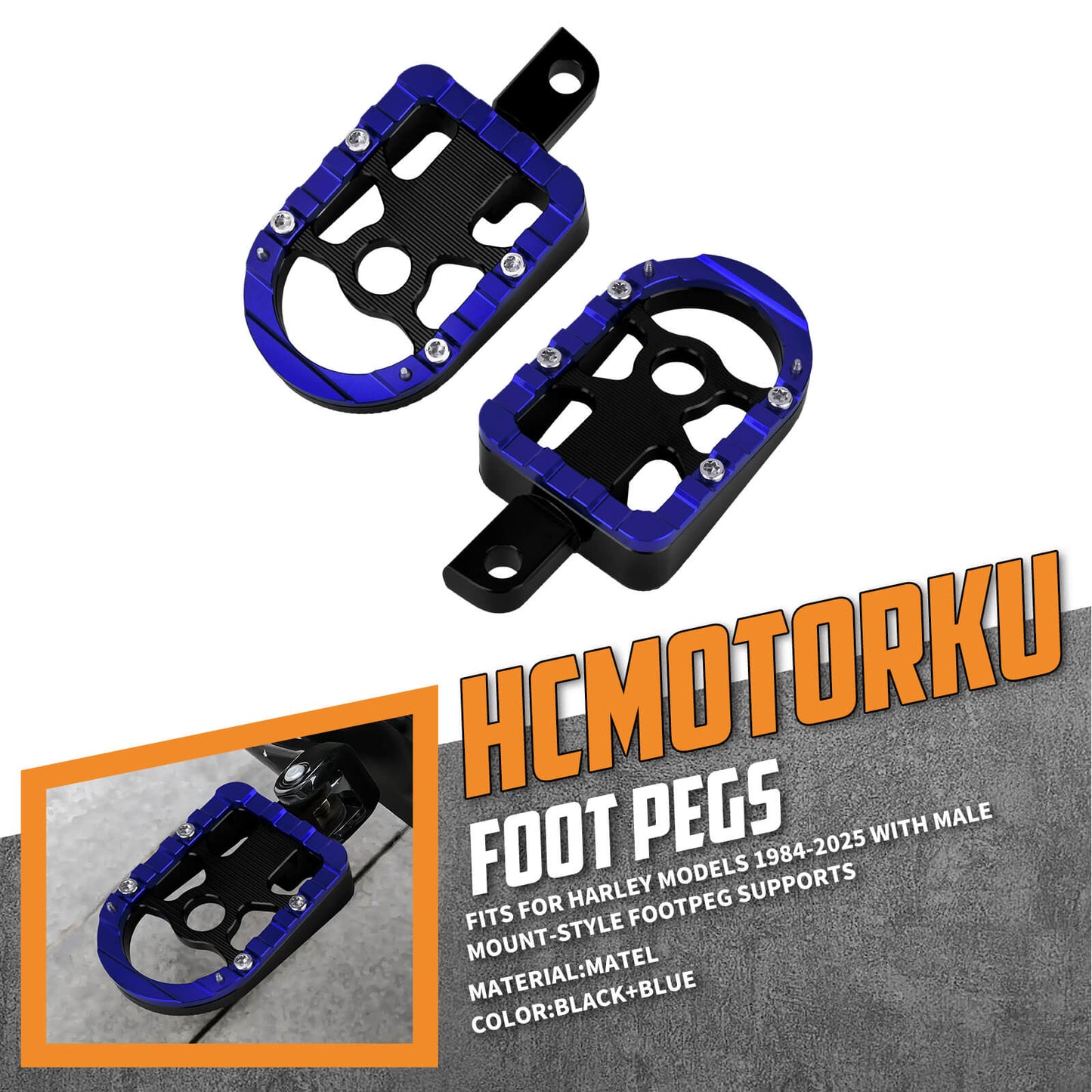 Footboards Footpegs Blue For Harley Touring Street Glide Road Glide | HCmotorku