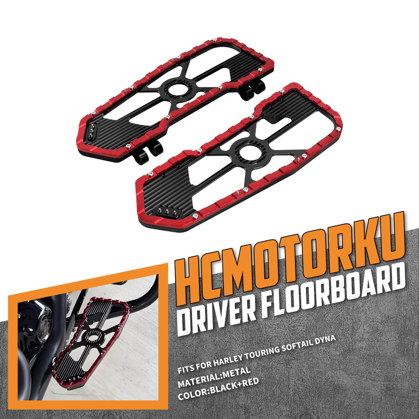 Driver Footboards Floorboards Red For Harley Touring Street Glide Road Glide 1986-2025 | HCmotorku