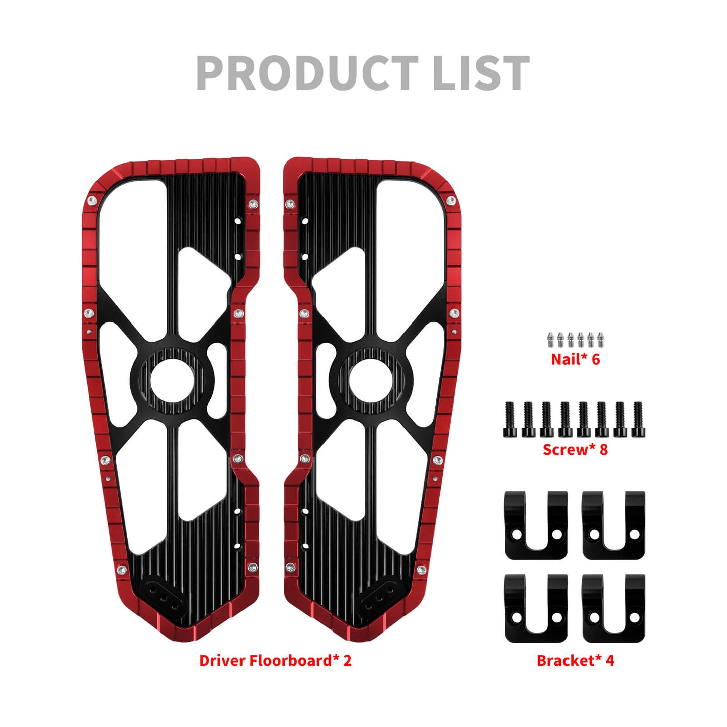 Driver Footboards Floorboards Red For Harley Touring Street Glide Road Glide 1986-2025 | HCmotorku