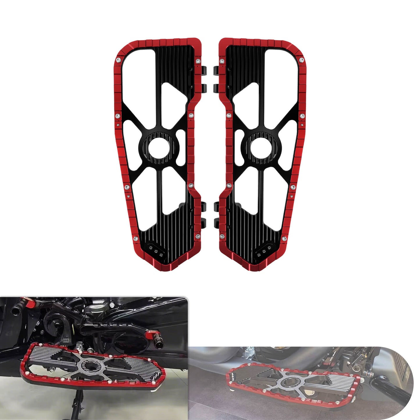 Driver Footboards Floorboards Red For Harley Touring Street Glide Road Glide 1986-2025 | HCmotorku