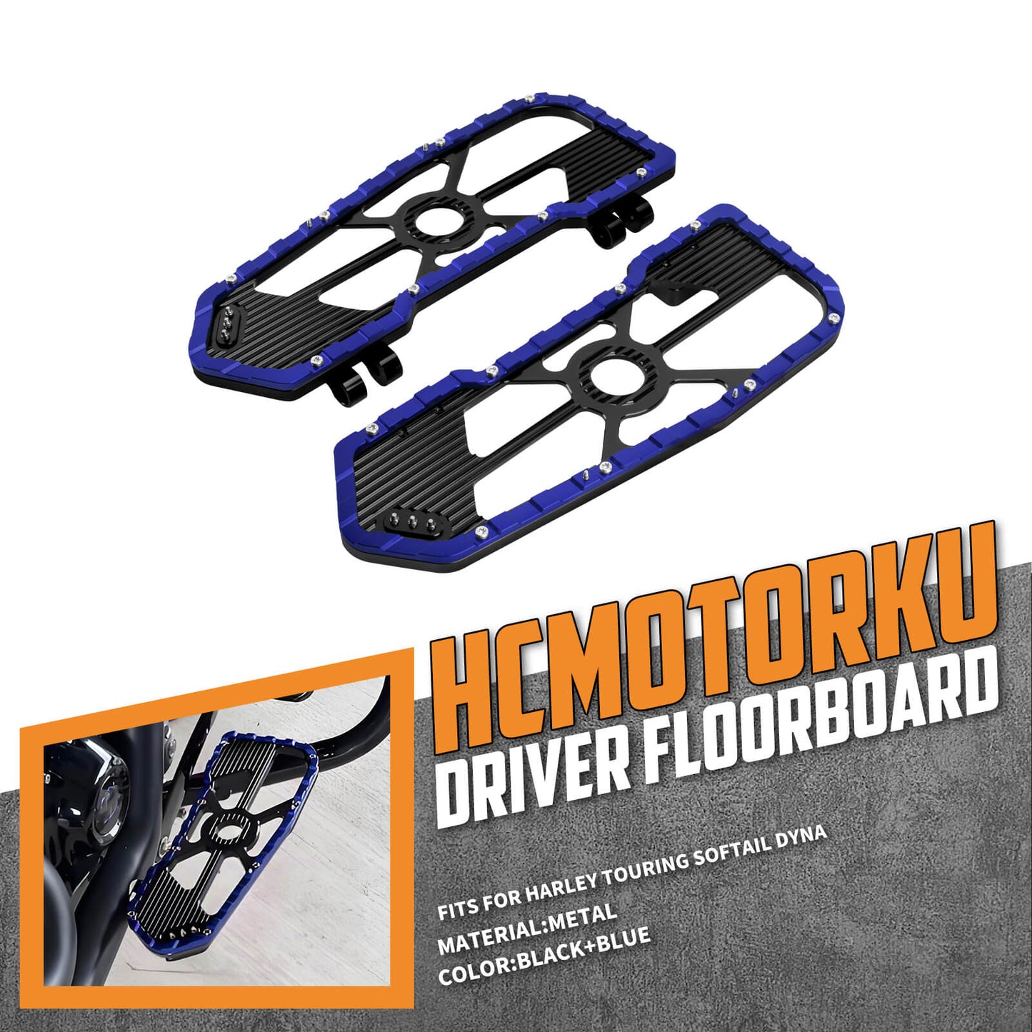 Driver Footboards Floorboards Blue For Harley Touring Street Glide Road Glide | HCmotorku