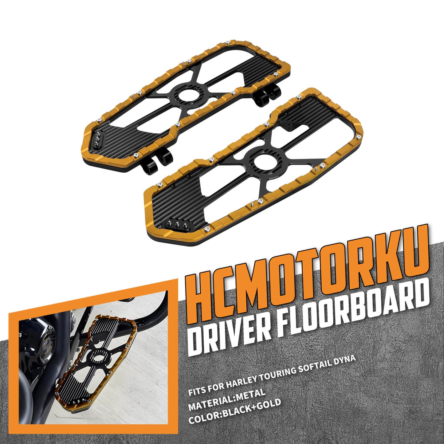 Driver Footboards Floorboards Yellow For Harley Touring Street Glide Road Glide | HCmotorku