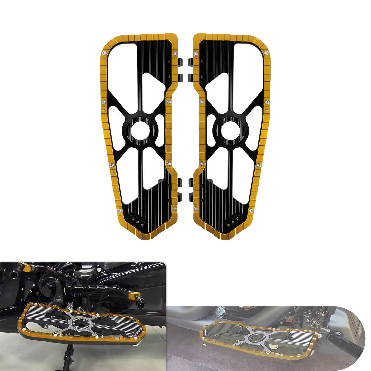 Driver Footboards Floorboards Yellow For Harley Touring Street Glide Road Glide | HCmotorku