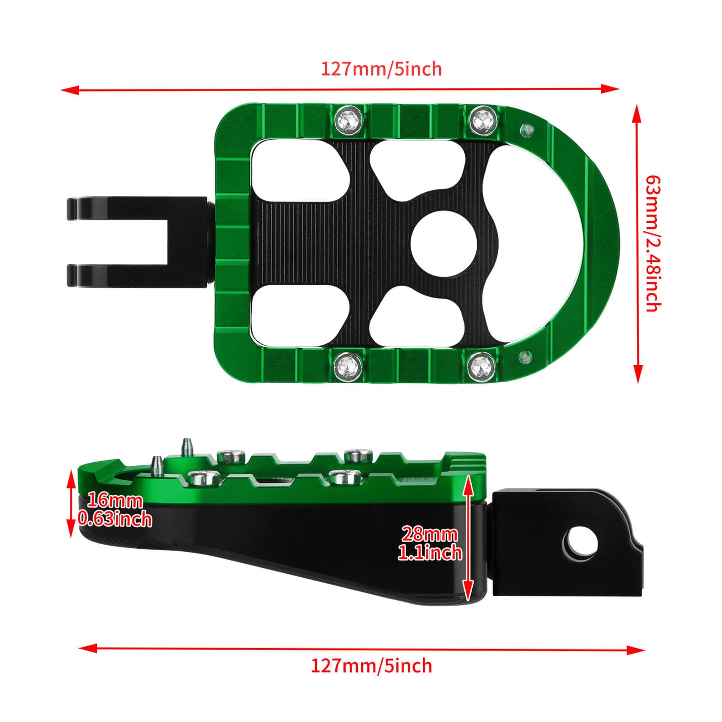 PE17905 HCmotorku Green Rider Footpegs Footboards for Harley Softail ’18-up size