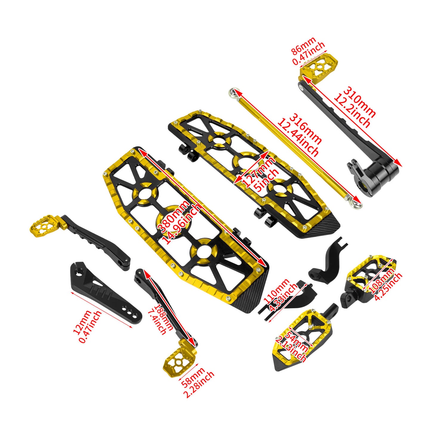 PE018403 HCmotorku Gold Break Levers Footboards for Harley Touring ’14-up Size