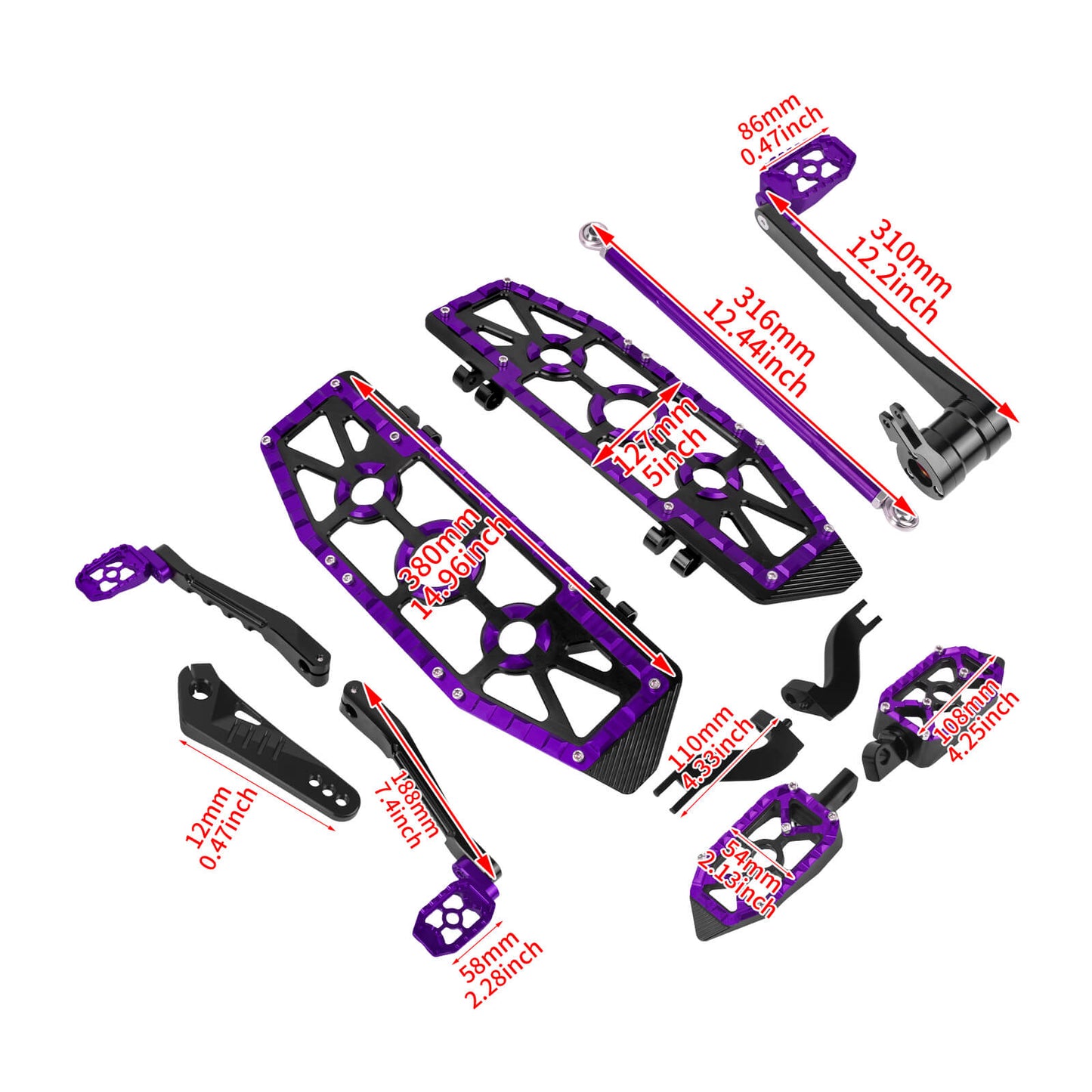 PE018404 HCmotorku Purple Break Levers Footboards for Harley Touring ’14-up size