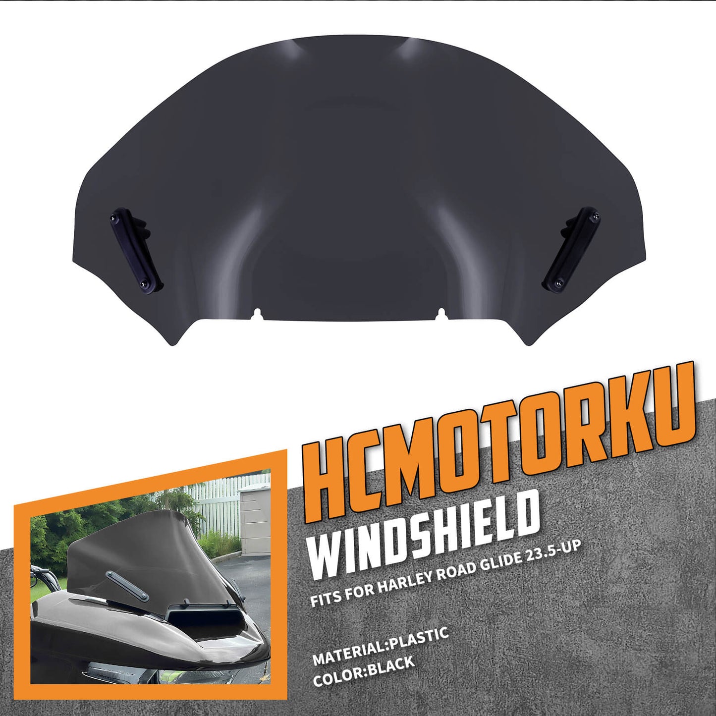 Upper Fairing Windshield Black For Harley Touring Road Glide 2023.5-2025 | HCmotorku