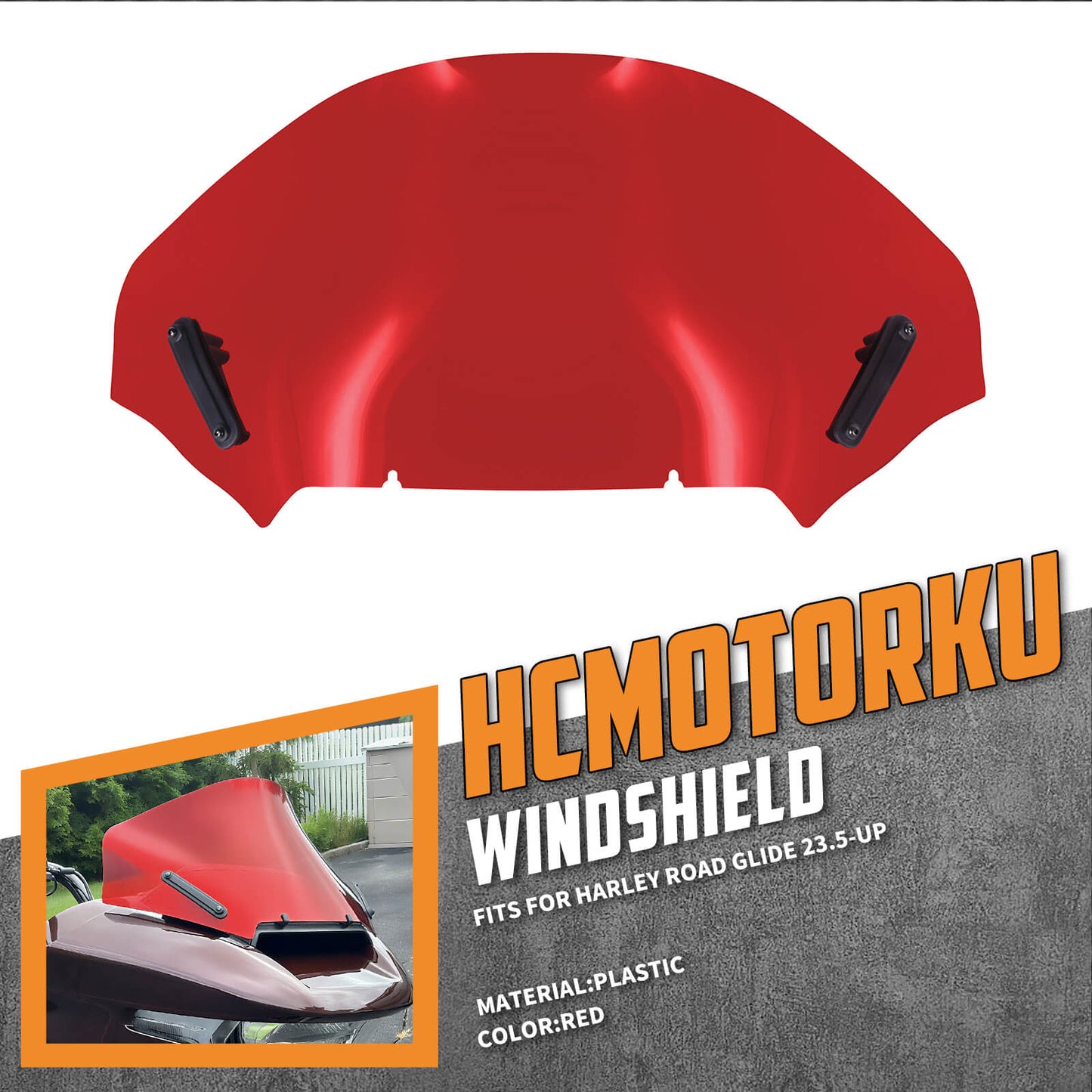 Upper Fairing Windshield Red For Harley Touring Road Glide 2023.5-2025 | HCmotorku