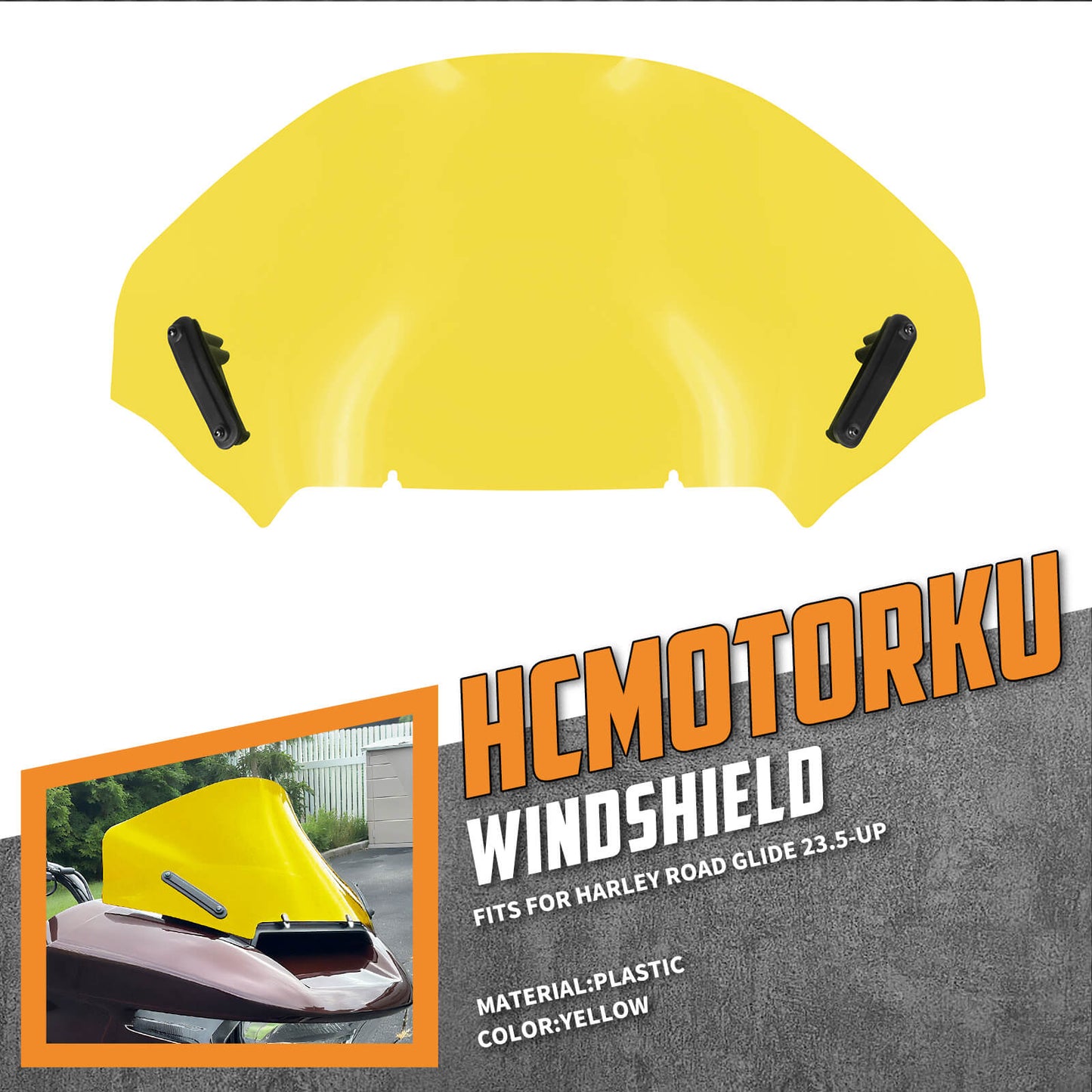 Upper Fairing Windshield Yellow For Harley Touring Road Glide 2023.5-2025 | HCmotorku