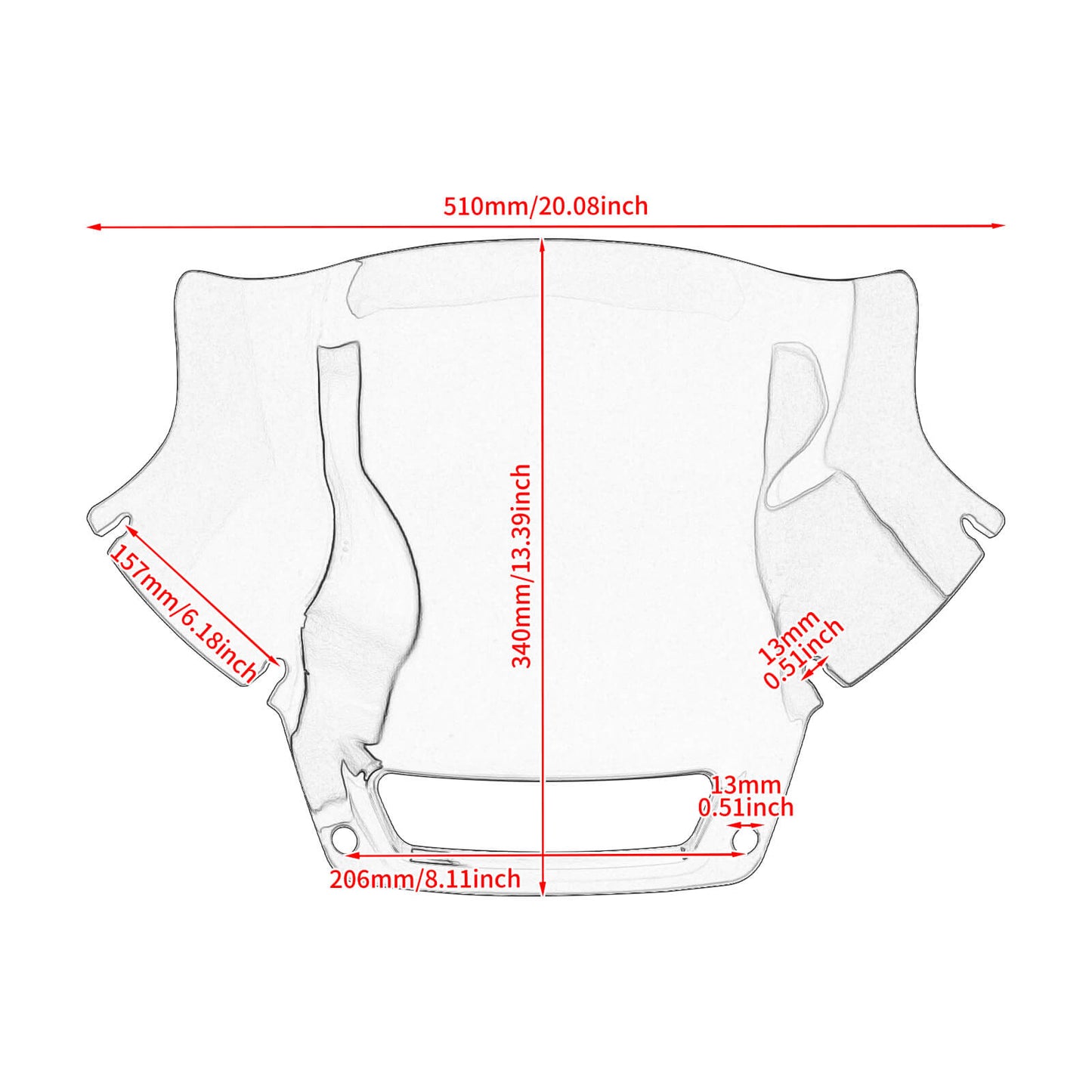 WI005504 hcmotorku 8.5" Performance Windshield for Harley Low Rider ST - size