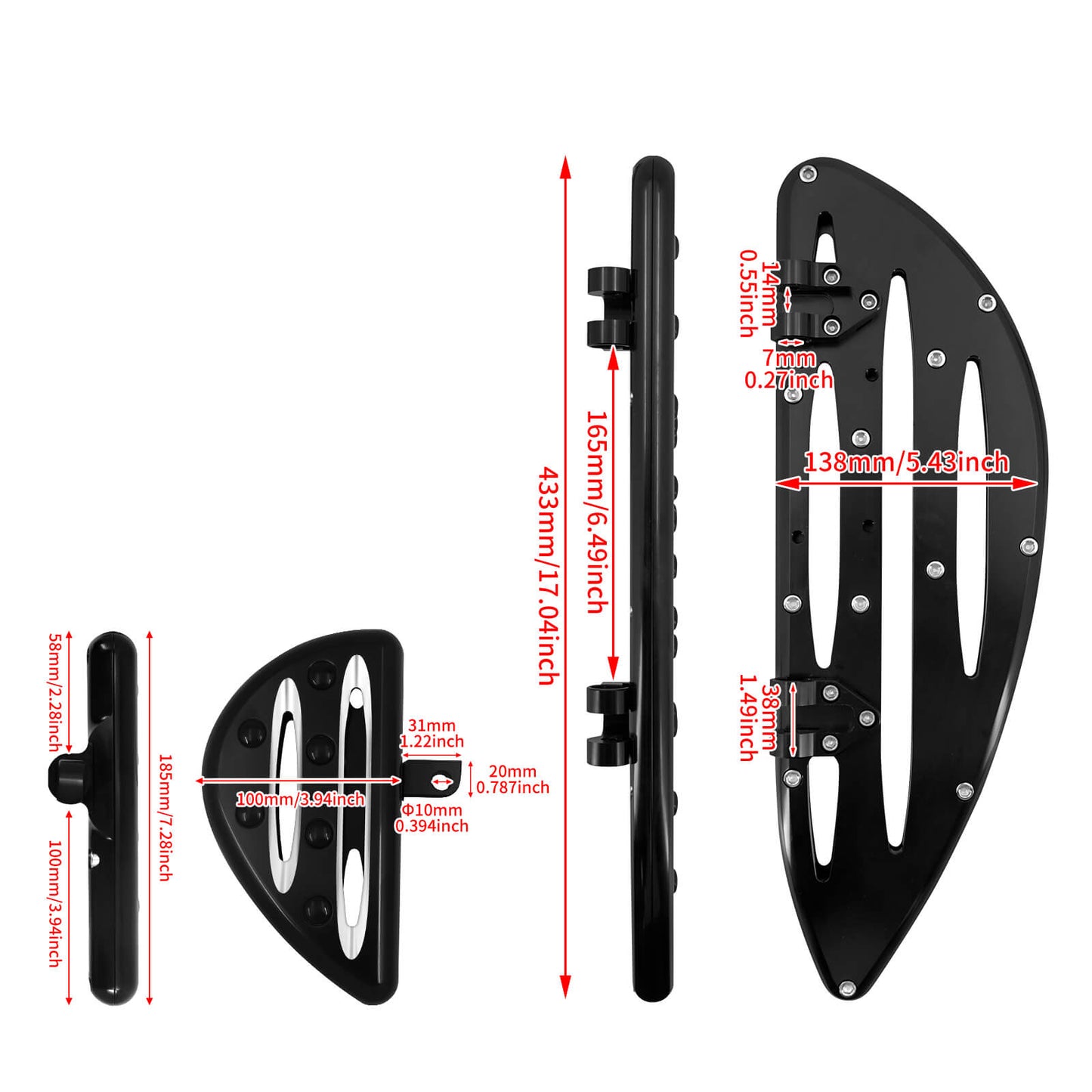 ZH000121 HCmotorku_ CNC Black Footboards Set Front Rear Floorboards for Harley Softail Touring Size