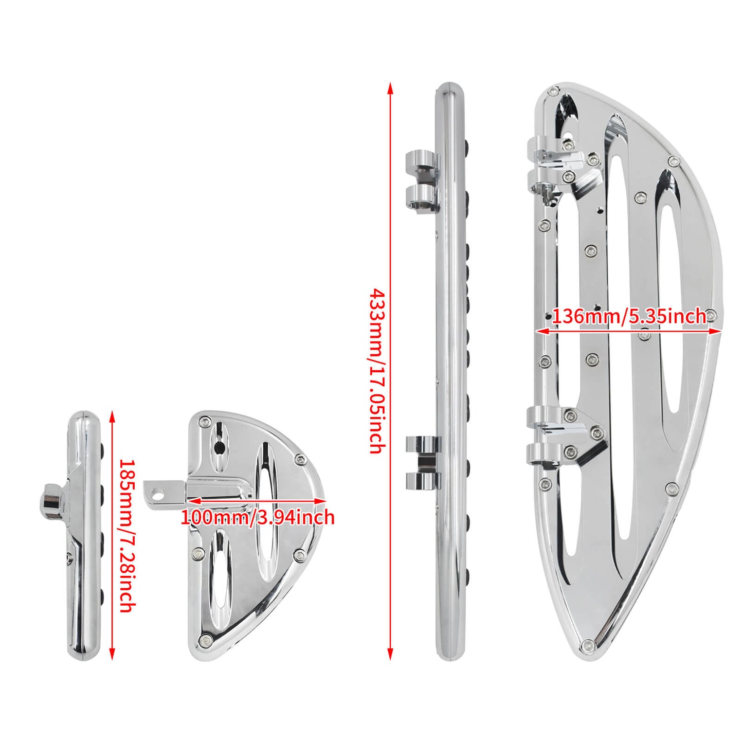 ZH000251_HCmotorku_ Chrome Floorboards Set Rider Passenger Footboards Footpegs for Harley Softail Touring Size