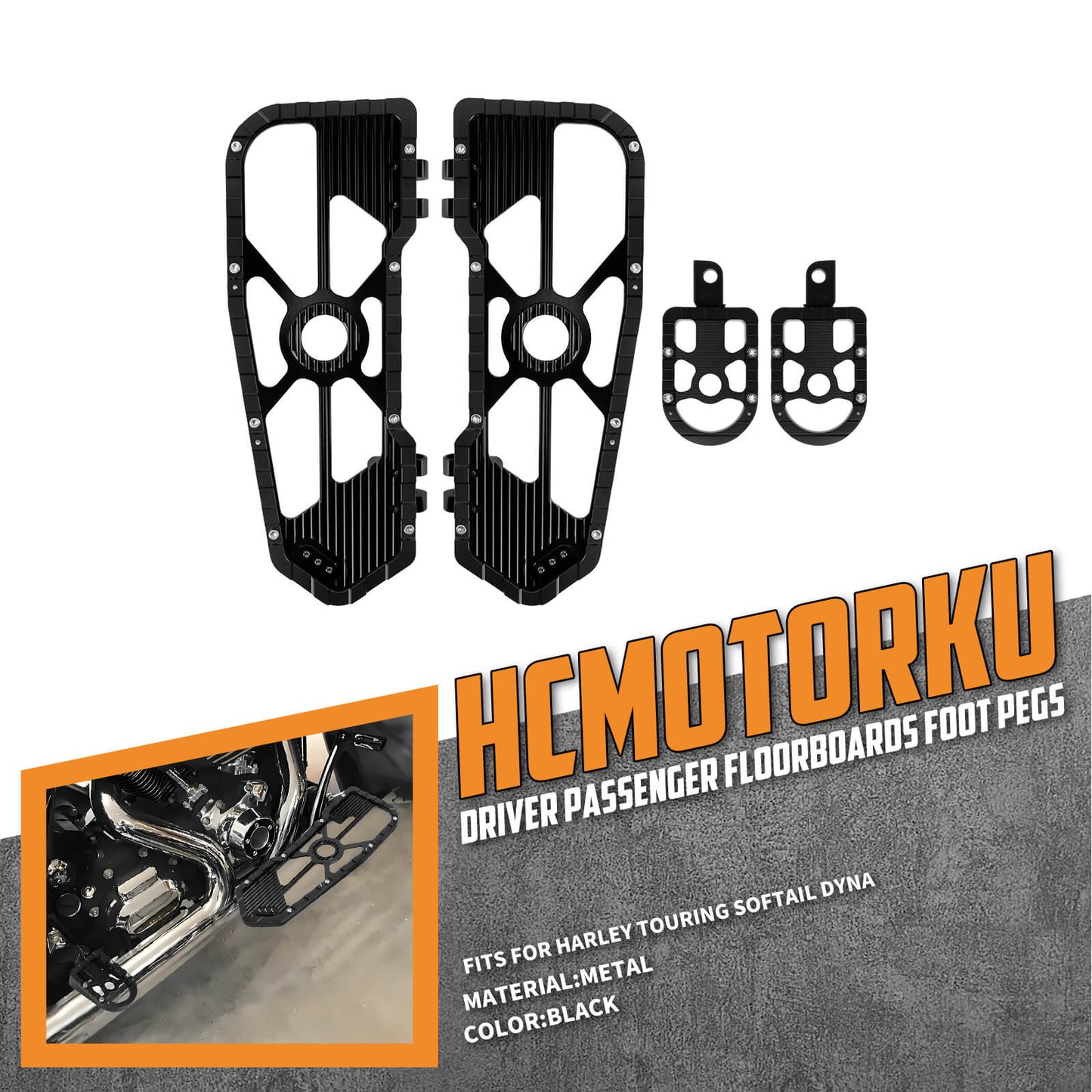 Rider Passenger Footboards Floorboards Footpegs Black For Harley Touring Street Glide Road Glide | HCmotorku