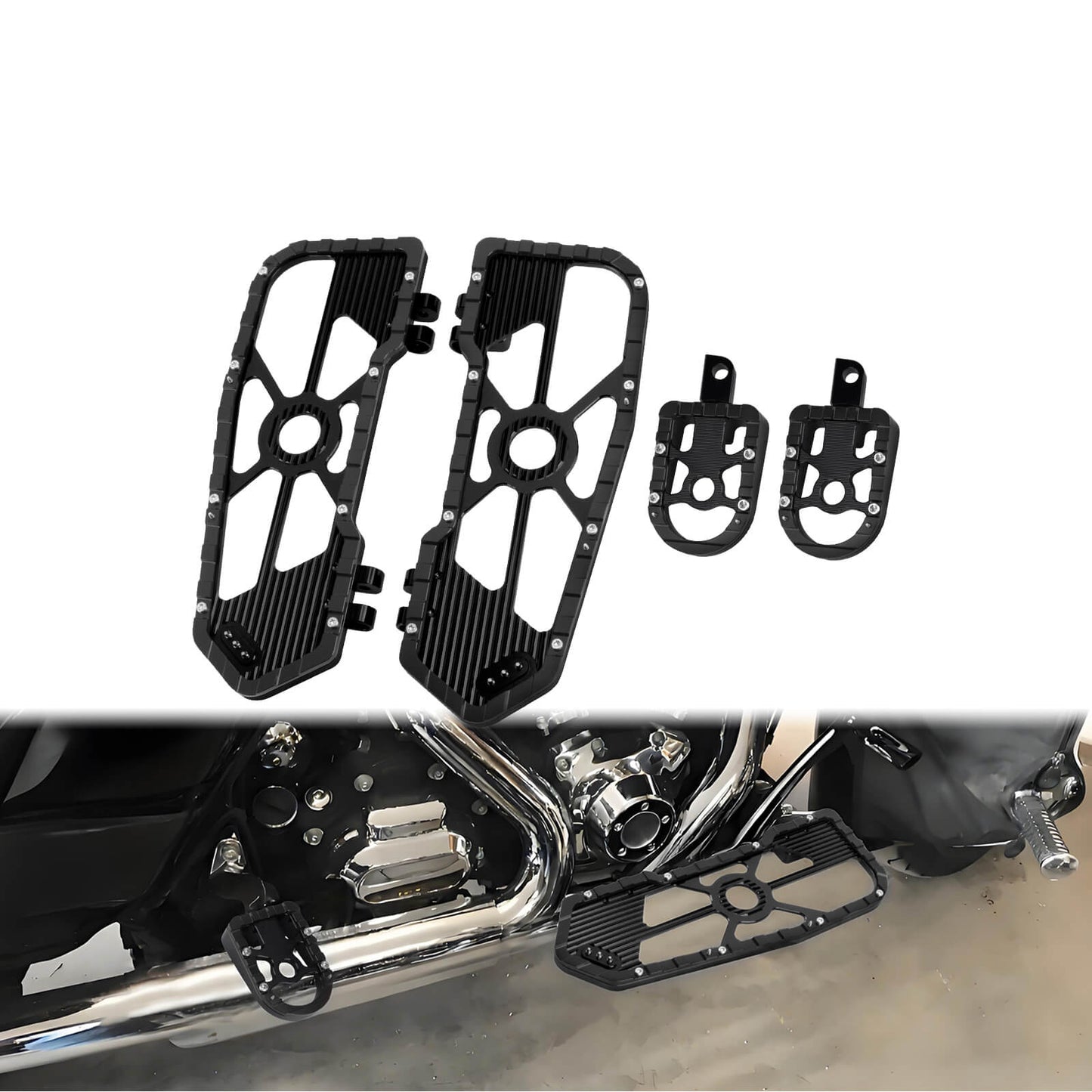 Rider Passenger Footboards Floorboards Footpegs Black For Harley Touring Street Glide Road Glide | HCmotorku