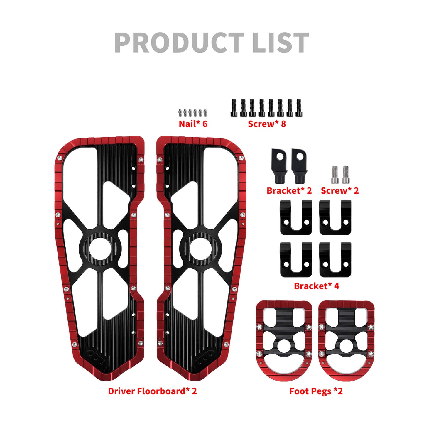 Rider Passenger Footboards Floorboards Footpegs Red For Harley Touring Street Glide Road Glide | HCmotorku